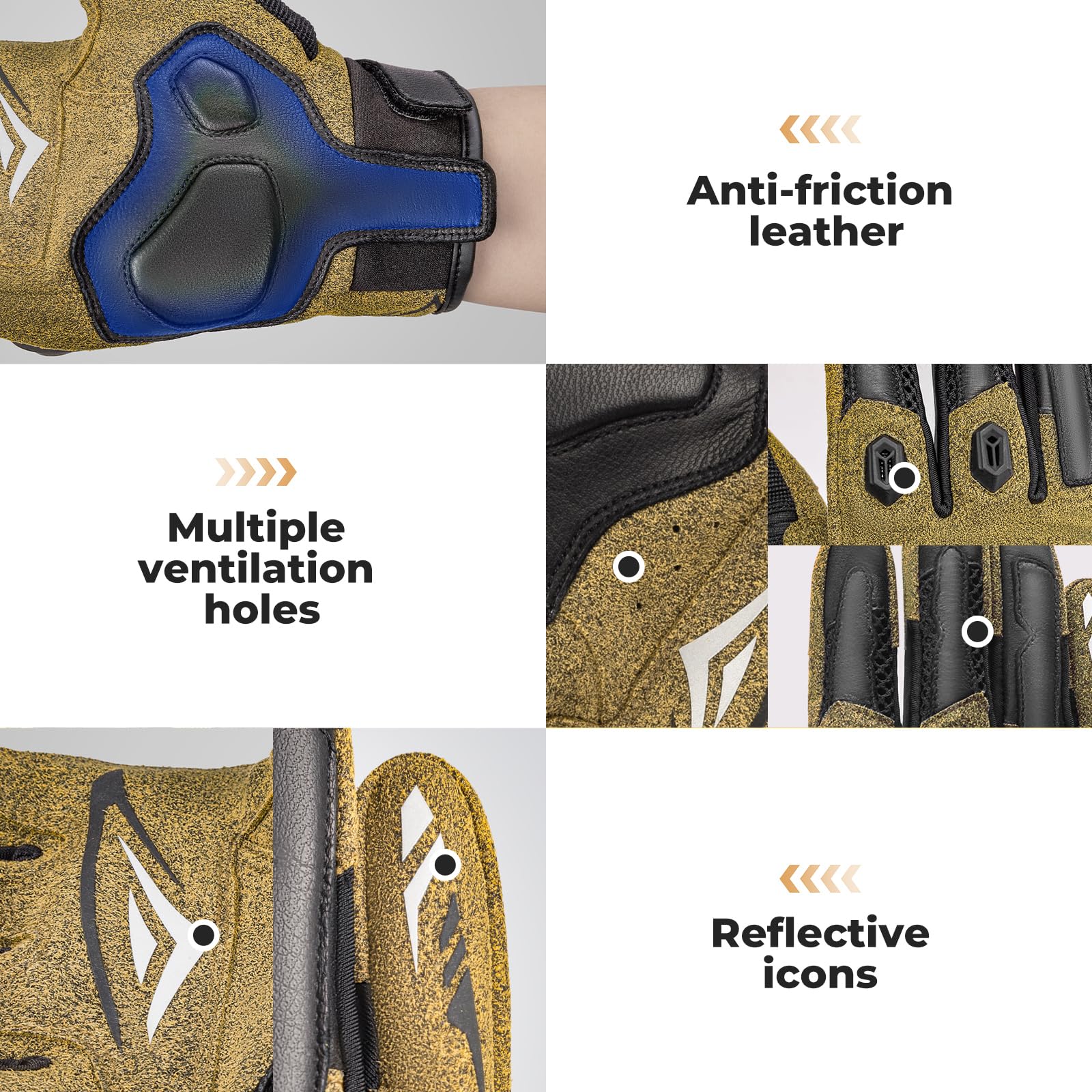 ROCKBROS Gants de Vélo Résistants aux Chocs Écran Tactile Réfléchissants pour Hommes et Femmes, Gants de Sport Tactiques pour Course, Randonnée, Escalade
