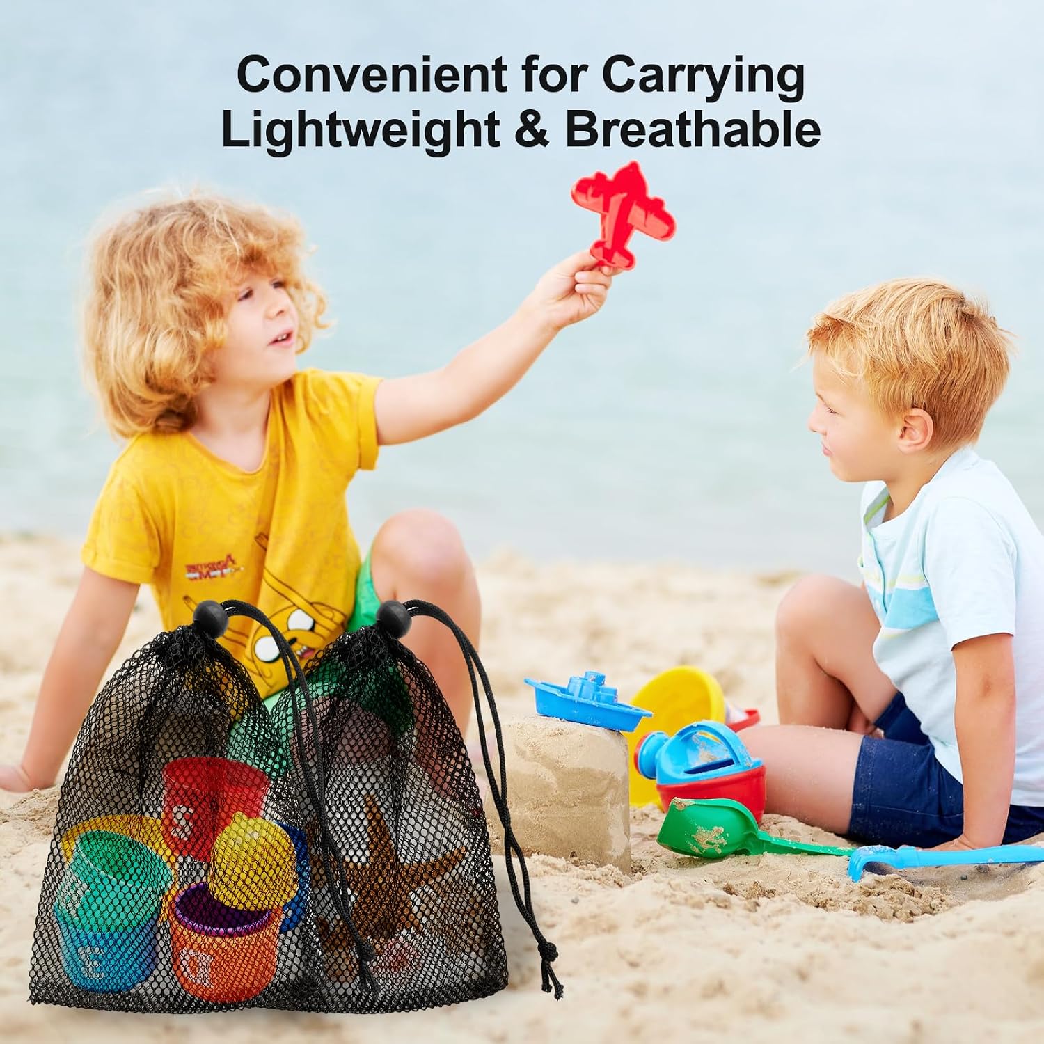 UNOONE Small Drawstring Bags, 7.8x5.9In Portable Storage Bags, Mesh Bags Drawstring for Toy, Mesh Bag Storage for Sport Indoor Fruit Outdoor (6PCS)