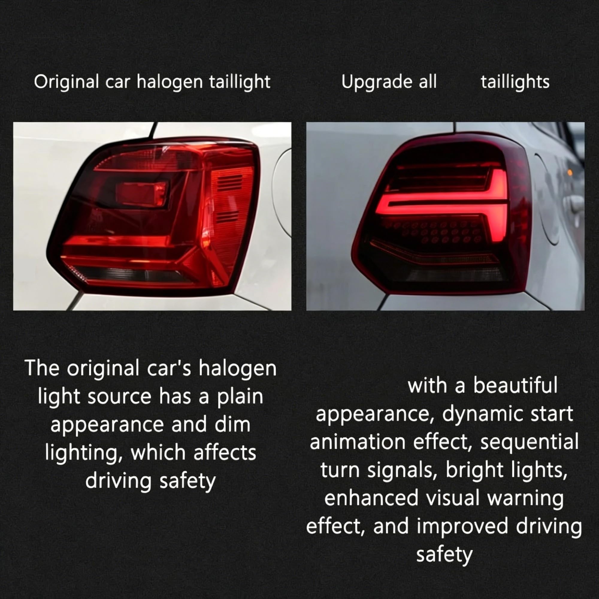 Ulepszone Zestawy Lamp Tyłowych Samochodu Lampki Migające Lampki Jazdy Dla VW Dla Polo 2010 2011 2012 2013 2014 2015 2016 2017(Red A pair)