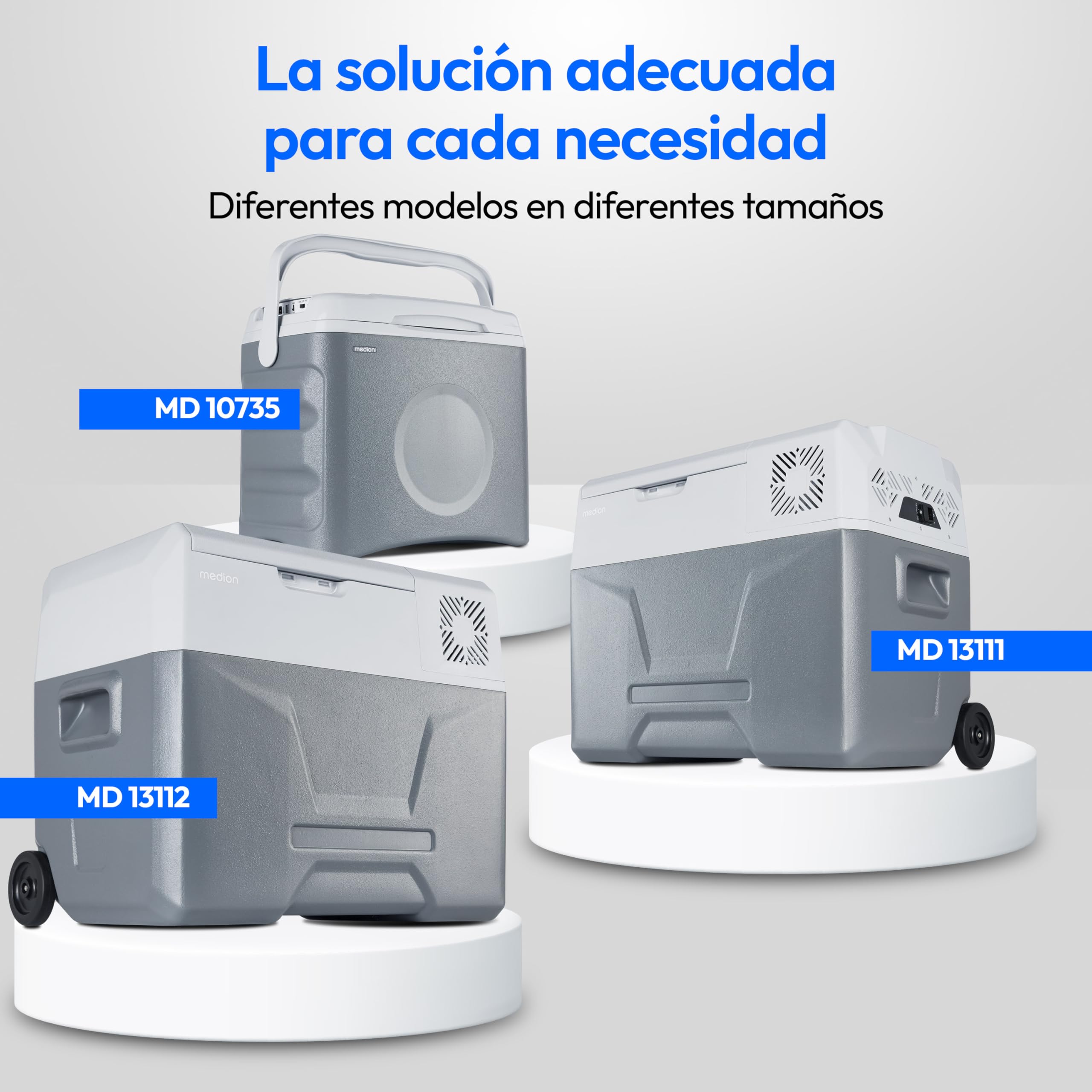 MEDION Nevera portátil con compresor (eléctrica, 39 litros de capacidad, 60 vatios, de -20 °C a 20 °C, pantalla LED, USB, adaptador de 230 V, 12 V y 24 V para coche, camión