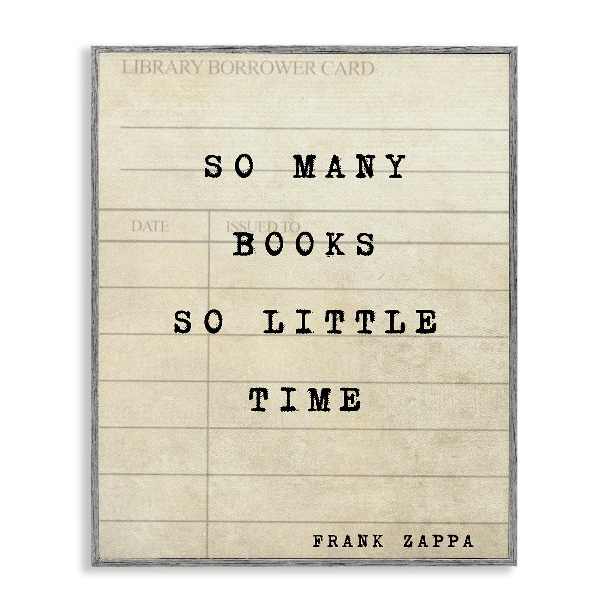 Stupell Industries Farmhouse Gray (Textured) 'Many Books & Little Time'| Framed Giclee Art