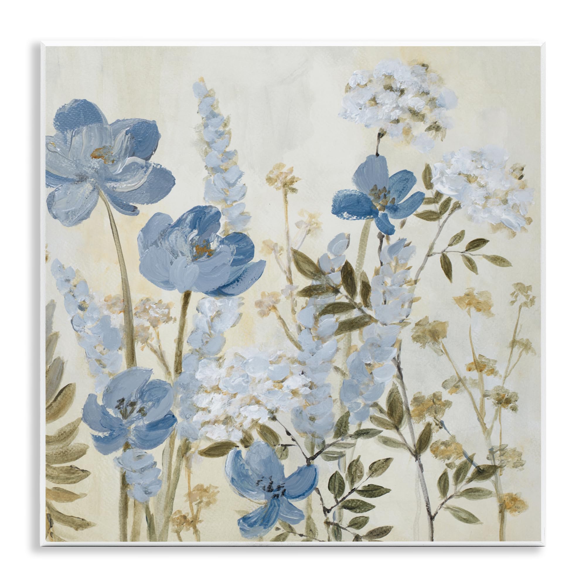 Stupell Industries Peace In The Blue Garden Floral, 12 X 12 Inch Mounted Print On Wall Plaque