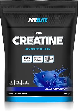 PRO-ELITE Creatine - Creatine Monohydrate Micronized Powder 1Kg / 1000g, for Optimum Muscle Growth, Increases Physical Performance, Pure Unflavoured Creatine, Amino Acids Blue Raspberry, 1KG