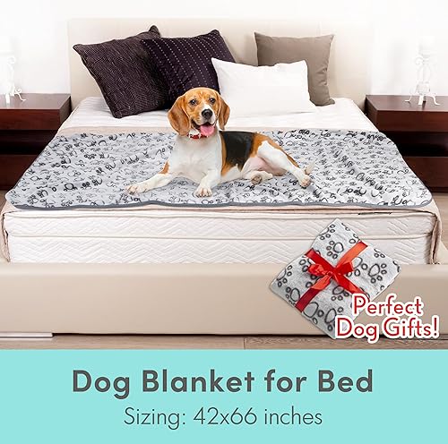 Miniatura 4 de Stuffed Manta suave de alta calidad para perro, con estampado de pata de franela gris, 43 x 66 pulgadas