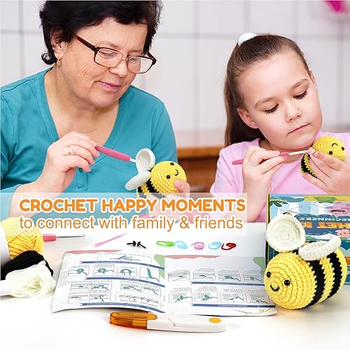 Miniatura 7 de Karsspor Kit de ganchillo para principiantes, kit de inicio de ganchillo con instrucciones detalladas y tutoriales en video, kit completo de