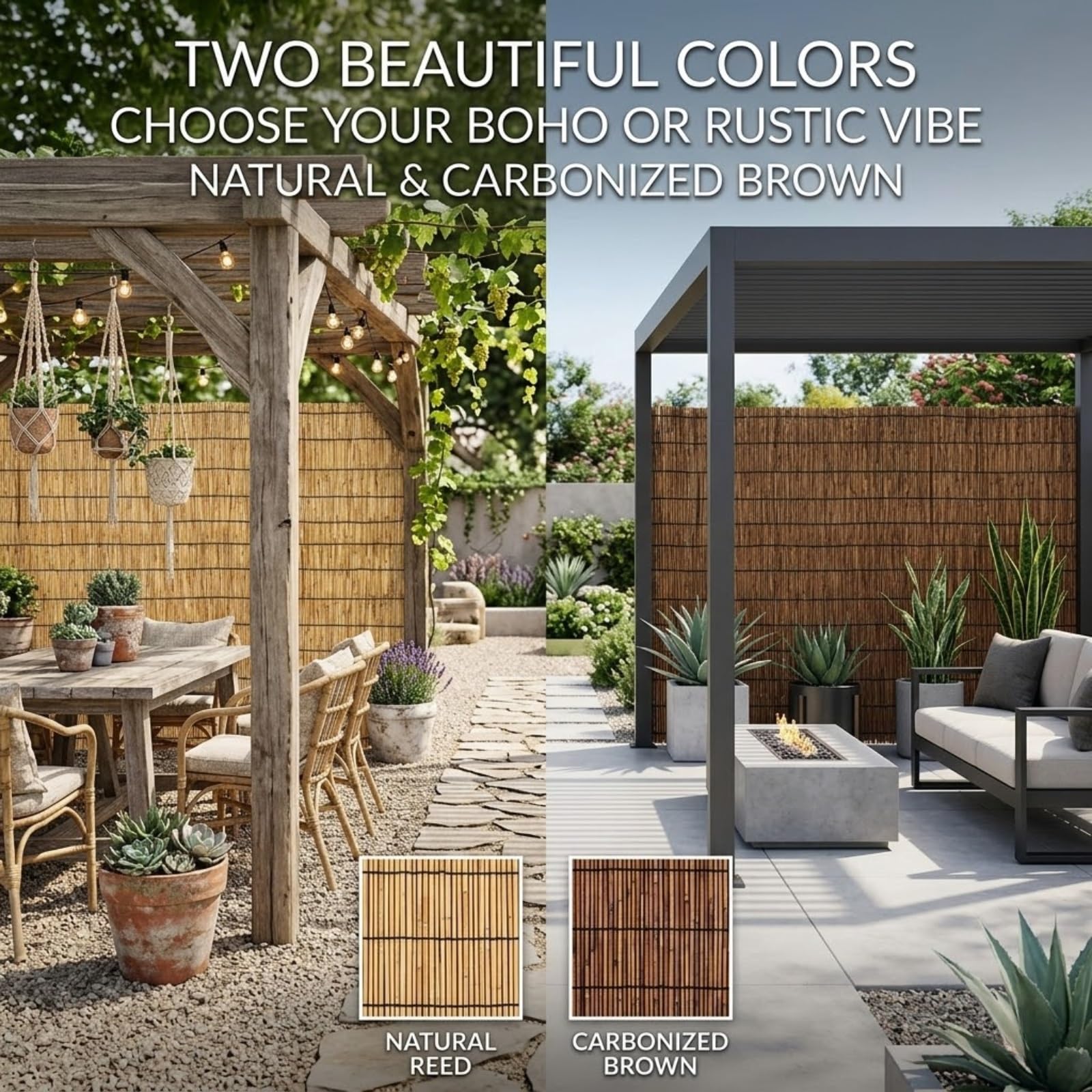 Cañizo de Caña Natural para Ocultación Jardín, Rollo Valla Bambú, Cubre Vallas y Barandilla Balcón, Cerramiento Terraza Exterior, Cercado Jardín, Paneles Ocultación(Natural,1.22 m H x 6.10 m L)