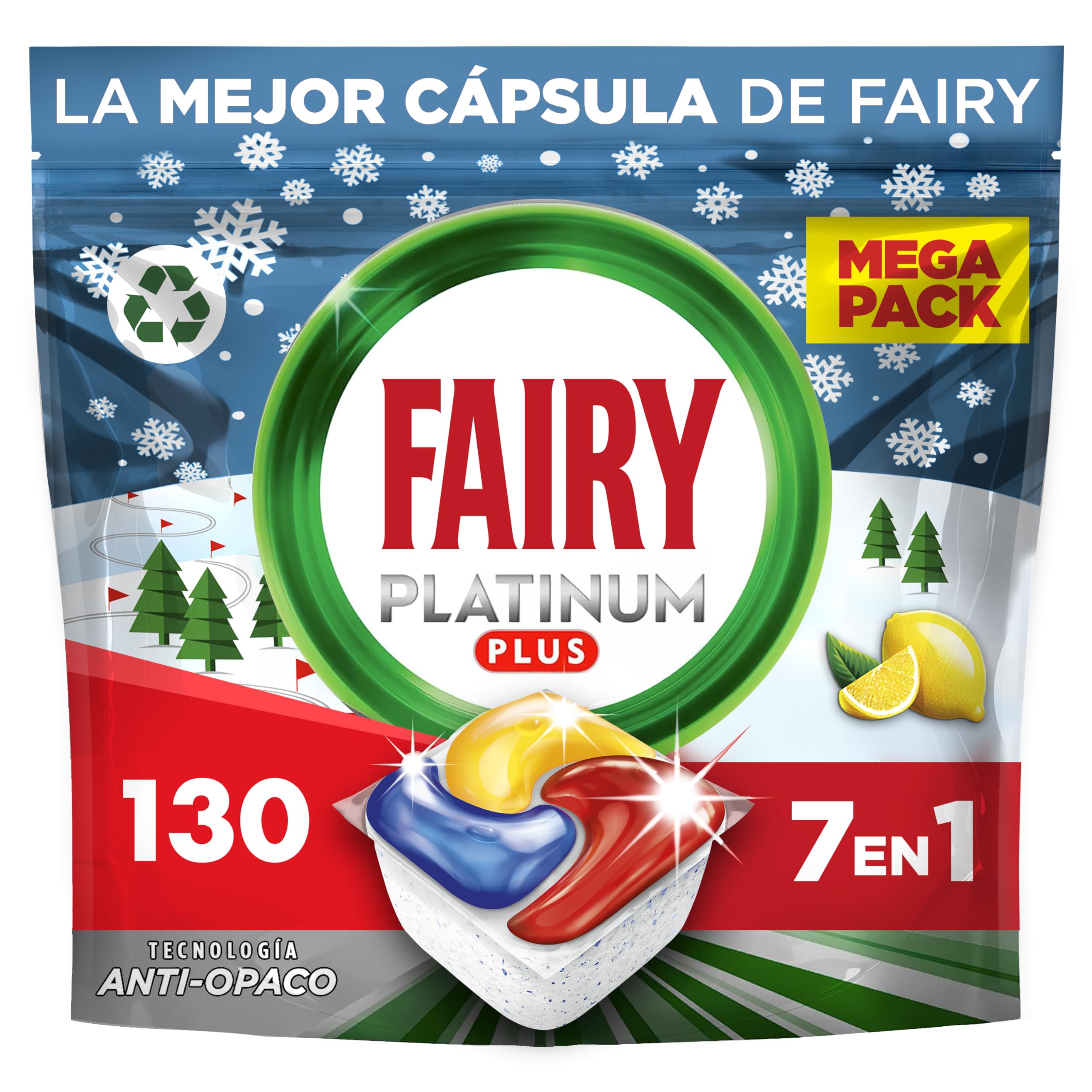 Fairy Platinum Plus Limón - Pack Ahorro Cápsulas Lavavajillas Todo en Uno (71 + 59 Unidades) | Máxima Limpieza y Brillo, Protección Antical