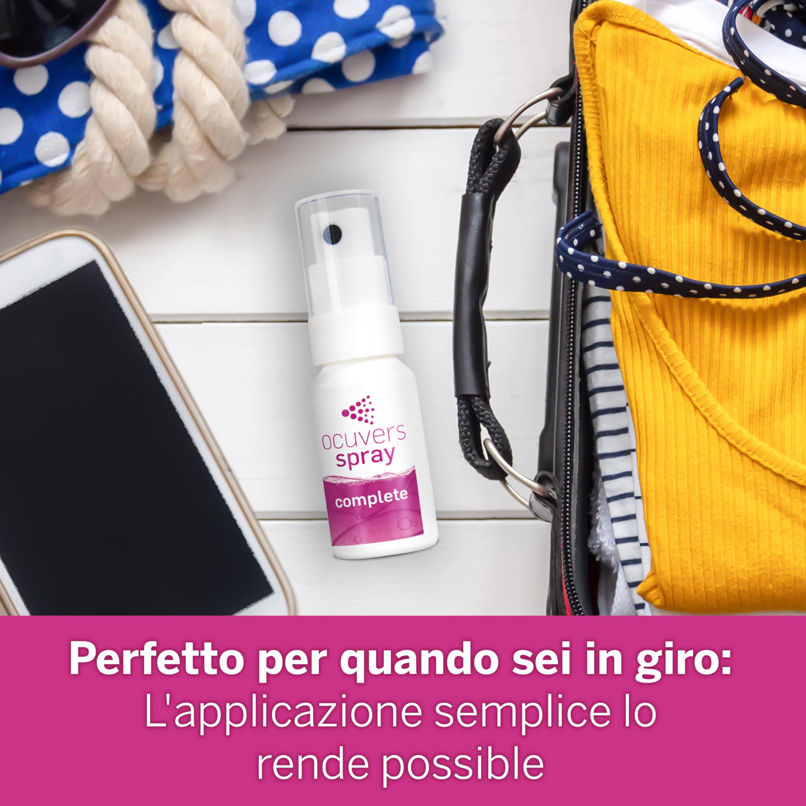 Ocuvers Complete spray oculare con 0,3% di acido ialuronico, liposomi, aloe vera, vitamina B5 e vitamina E – Spray per occhi secchi – L’alternativa alle gocce oculari, 10 ml