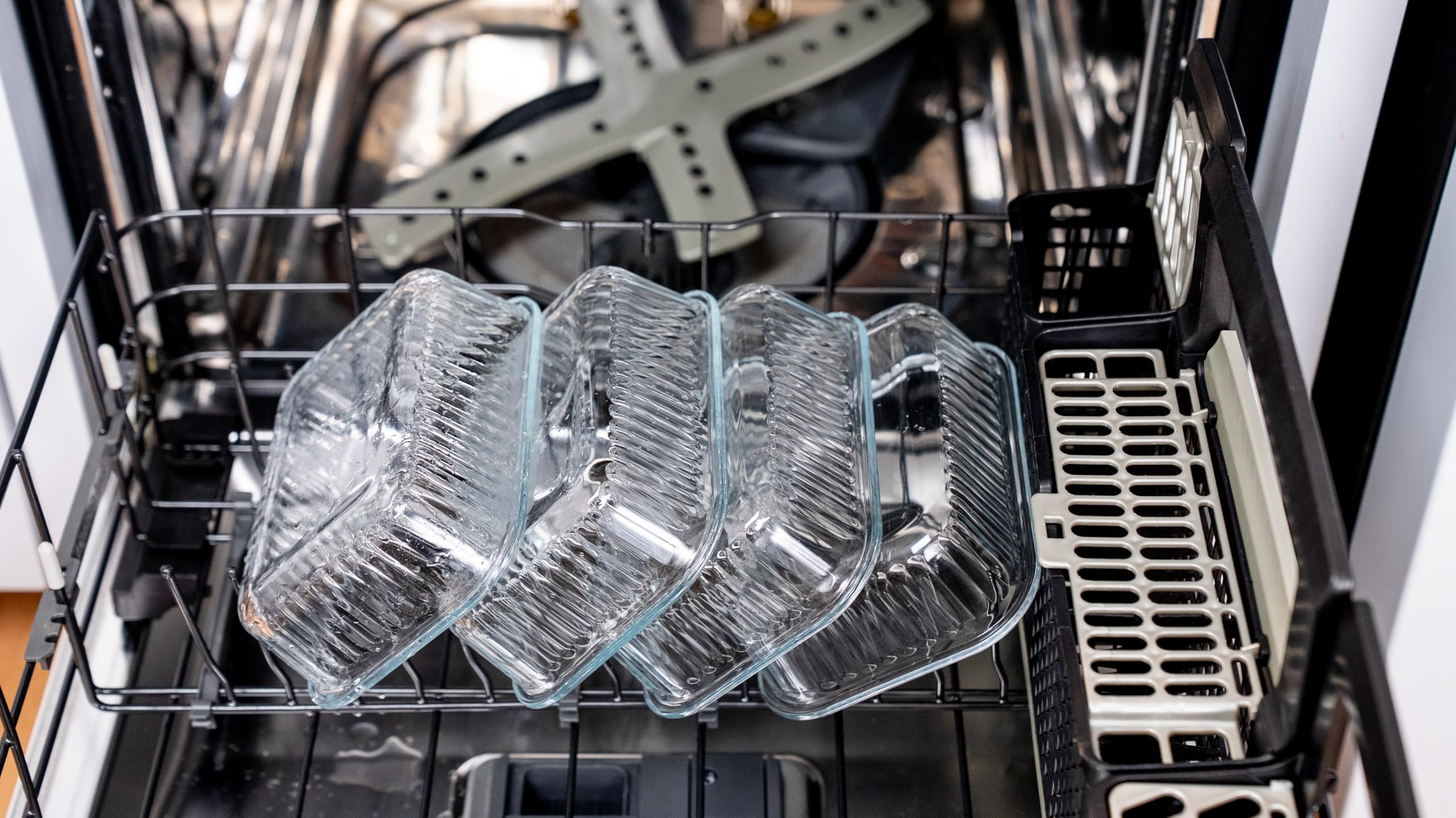 5 Stück gestreifte Glas-Frischhaltedosen mit Deckel