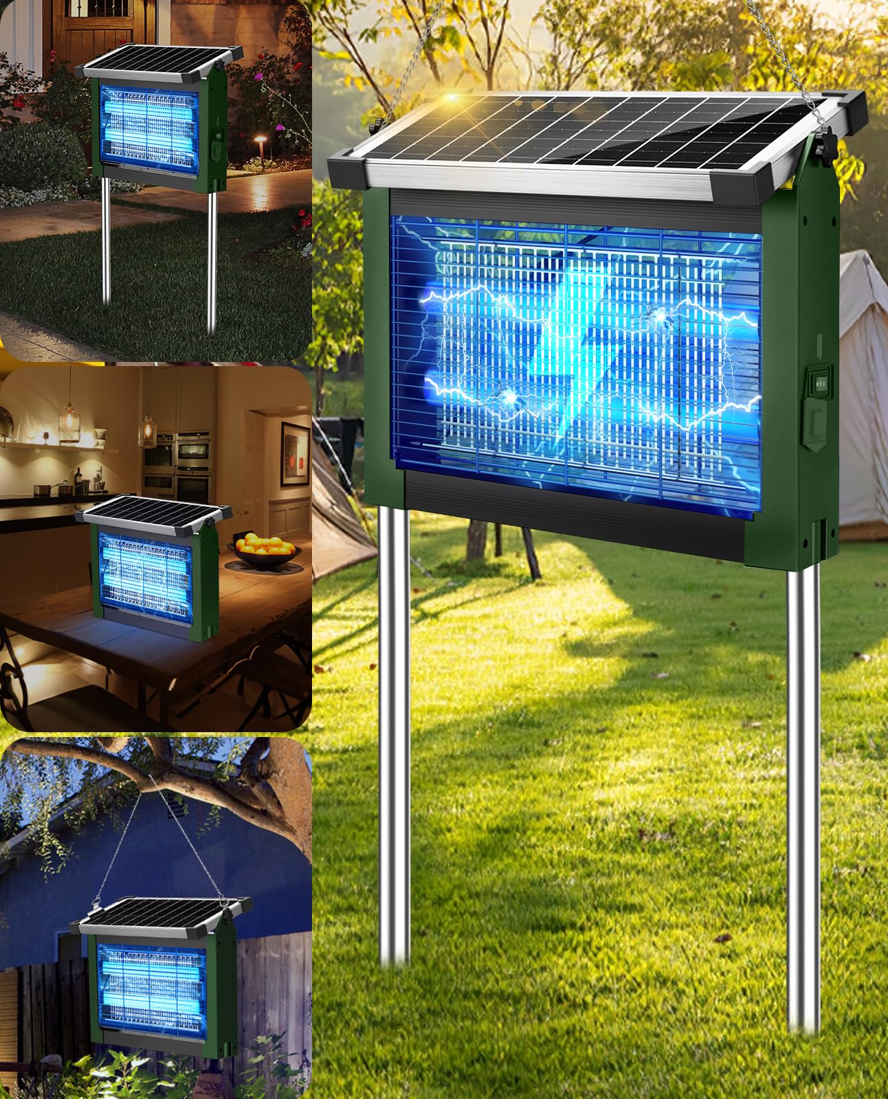 PhatroyYee Solar Bug Zapper Outdoor, Waterproof Mosquito Fly Zapper 4500V