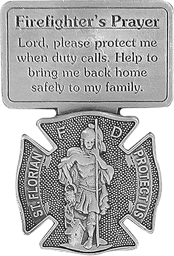 True Faith Jewelry Pewter St Florian - Clip para visera de coche de oración de San Florian, regalo de bombero para hombres y mujeres, 2-12 x 1-3
