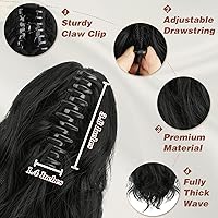Vista 3 de BARSDAR Extensiones de cola de caballo con clip de garra, extensiones de cabello corto ondulado negro de 14 pulgadas para mujer, extensiones