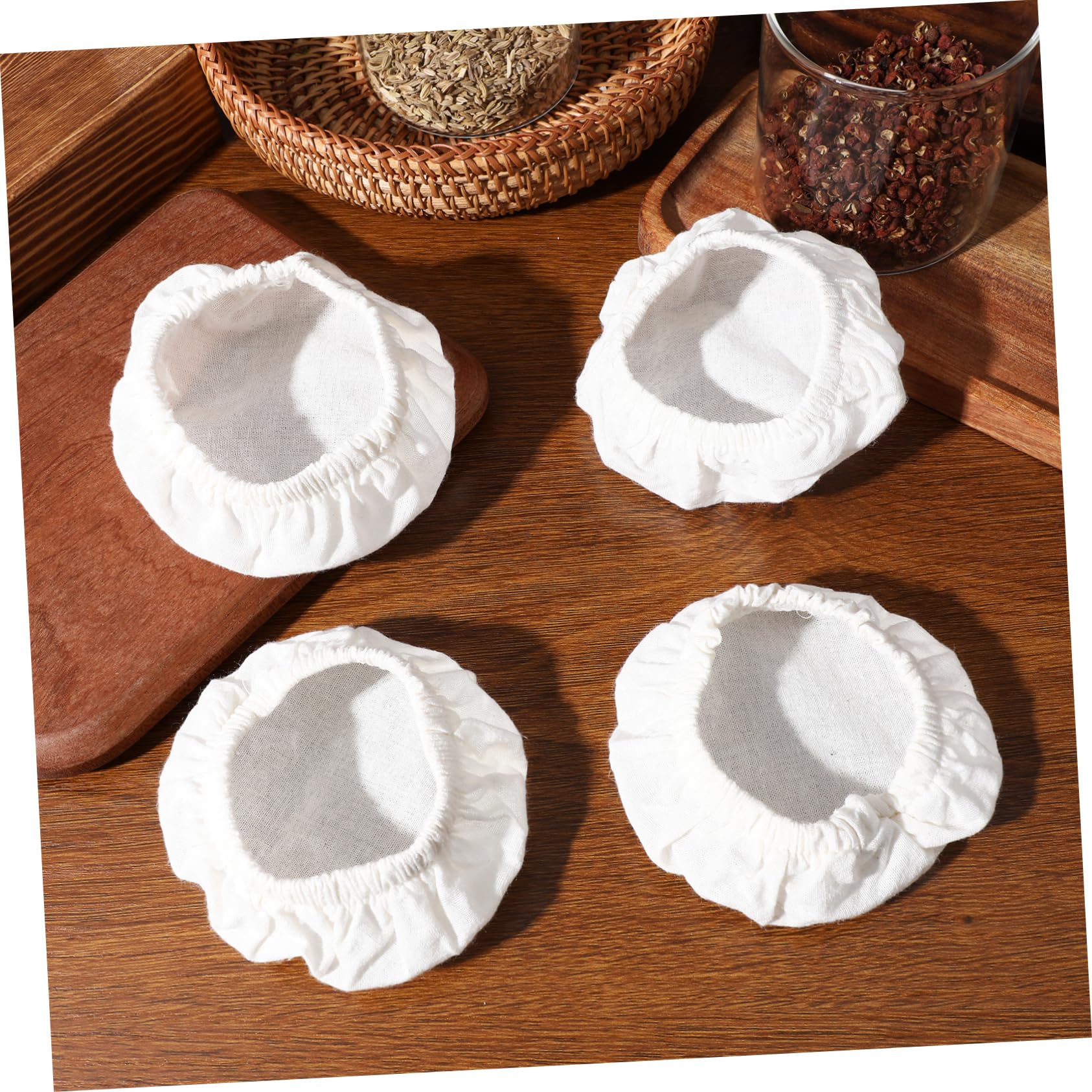 IMIKEYA 5 set di copertura in tessuto per serbatoio, coperchio superiore, ciotola riutilizzabile, coperchi per barattoli per alimenti, barattolo di stoccaggio, 5 pezzi x 5