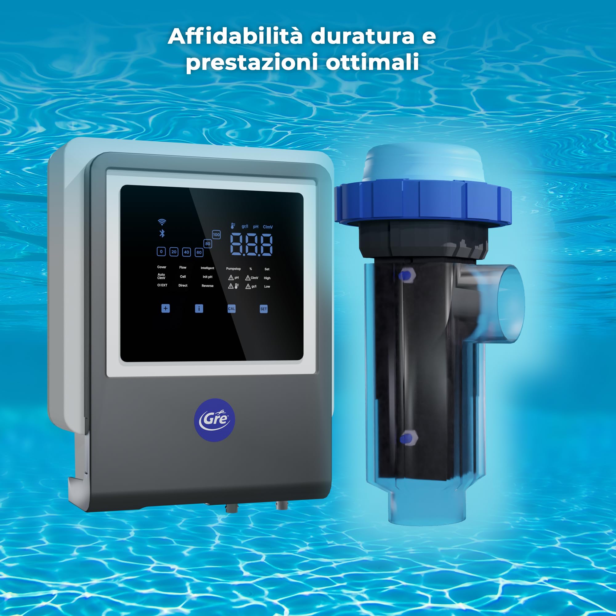 Gre SWGA60 Cloratore salino connesso Piscine Fino a 60 m³ con peristaltica
