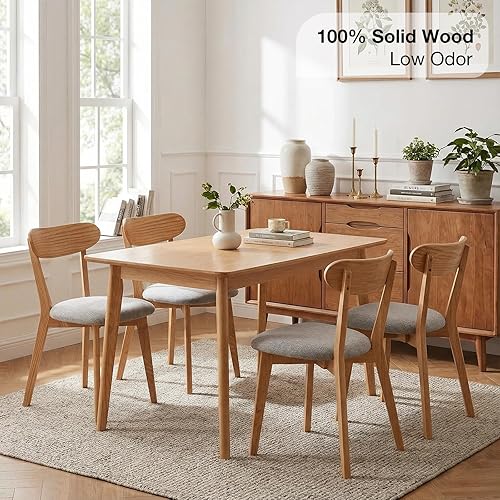 Miniatura 2 de Sillas de comedor 100% de madera de roble macizo, prácticas sillas de cocina con cojín tapizado, juego de 2 sillas de madera para comedor, cocina