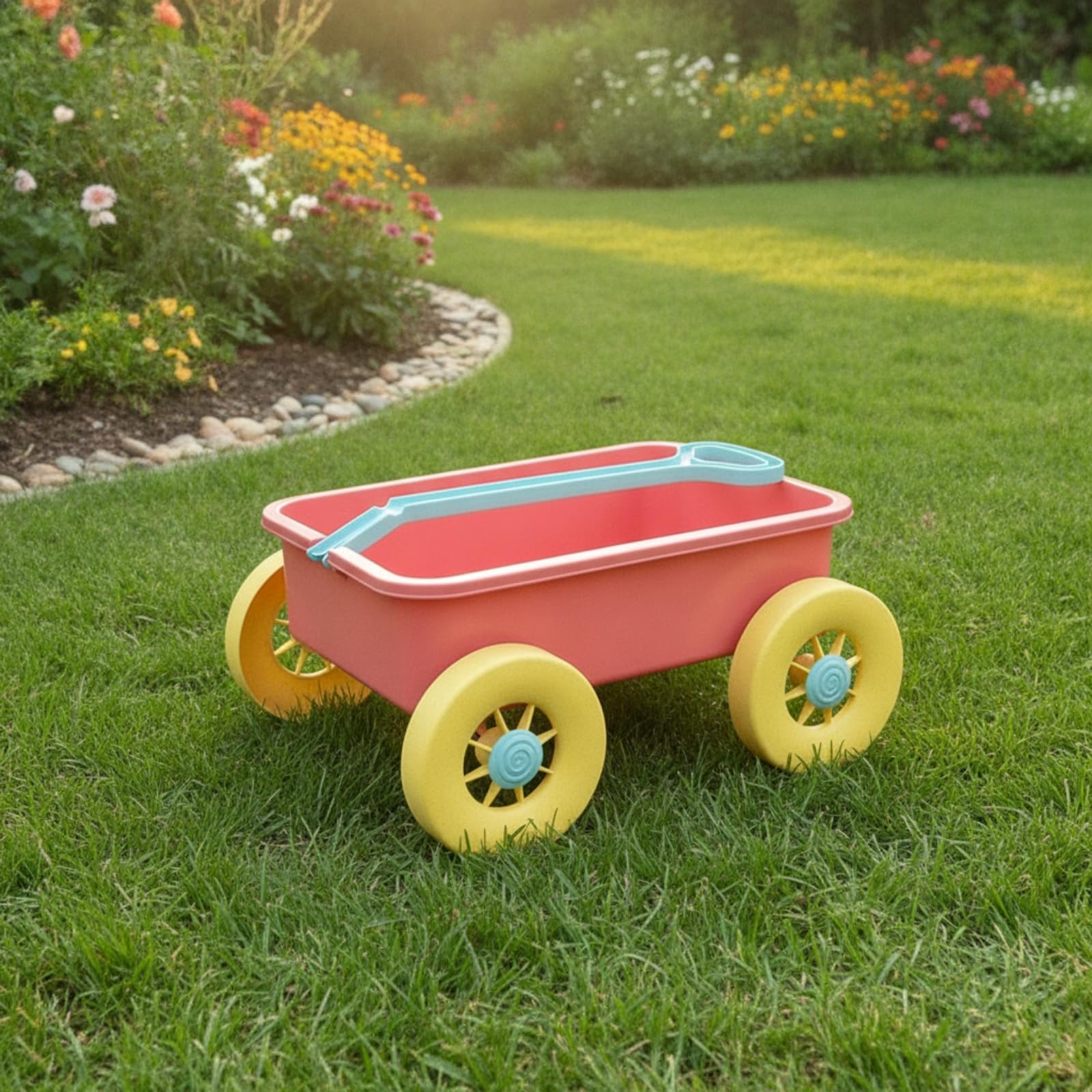 Carrello Trainabile Sabbia Robusto Carrello Sabbia Manico Lungo Giocattolo da Traino per Sabbiera, Parco