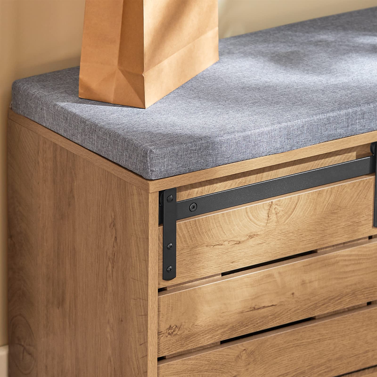 SoBuy Panca scarpiera con porta fienile 80x35x48cm per ingresso
