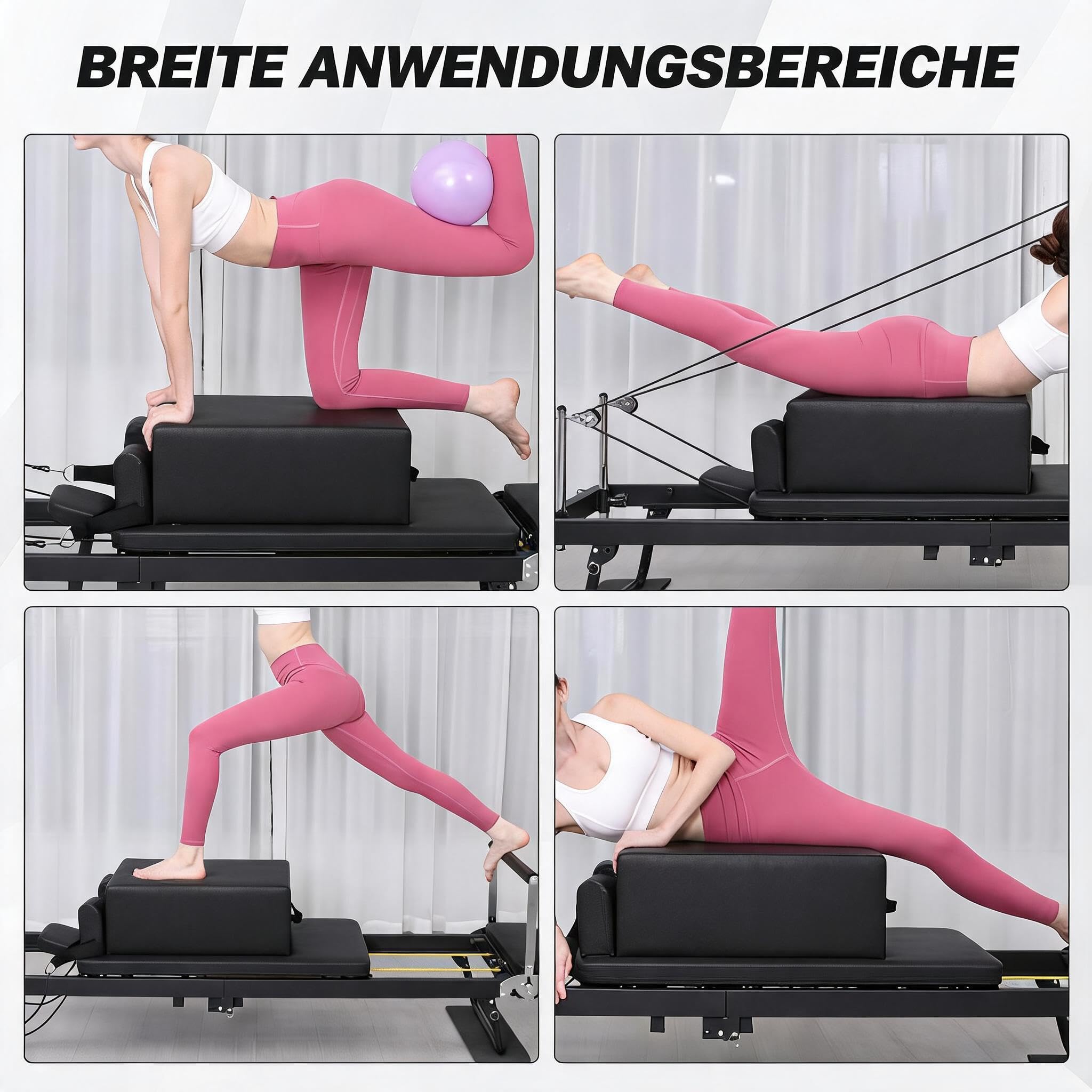 Pilates-Reformer-Sitzbox, Pilates-Zubehör Aus PU Und Holz, Pilates-Box Für Reformer (60x40x23cm) Verbessert Kraft, Gleichgewicht, Bewegungsfreiheit Und Flexibilität