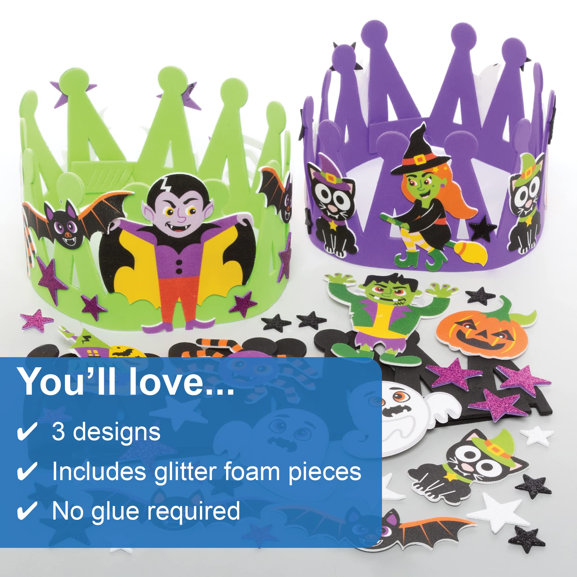 Baker Ross Kürbis-Kränze Bastelset – 3er Pack Aus Moosgummi, Mit Glitzer, Für Kinder – Halloween-Deko Selbst Gemacht
