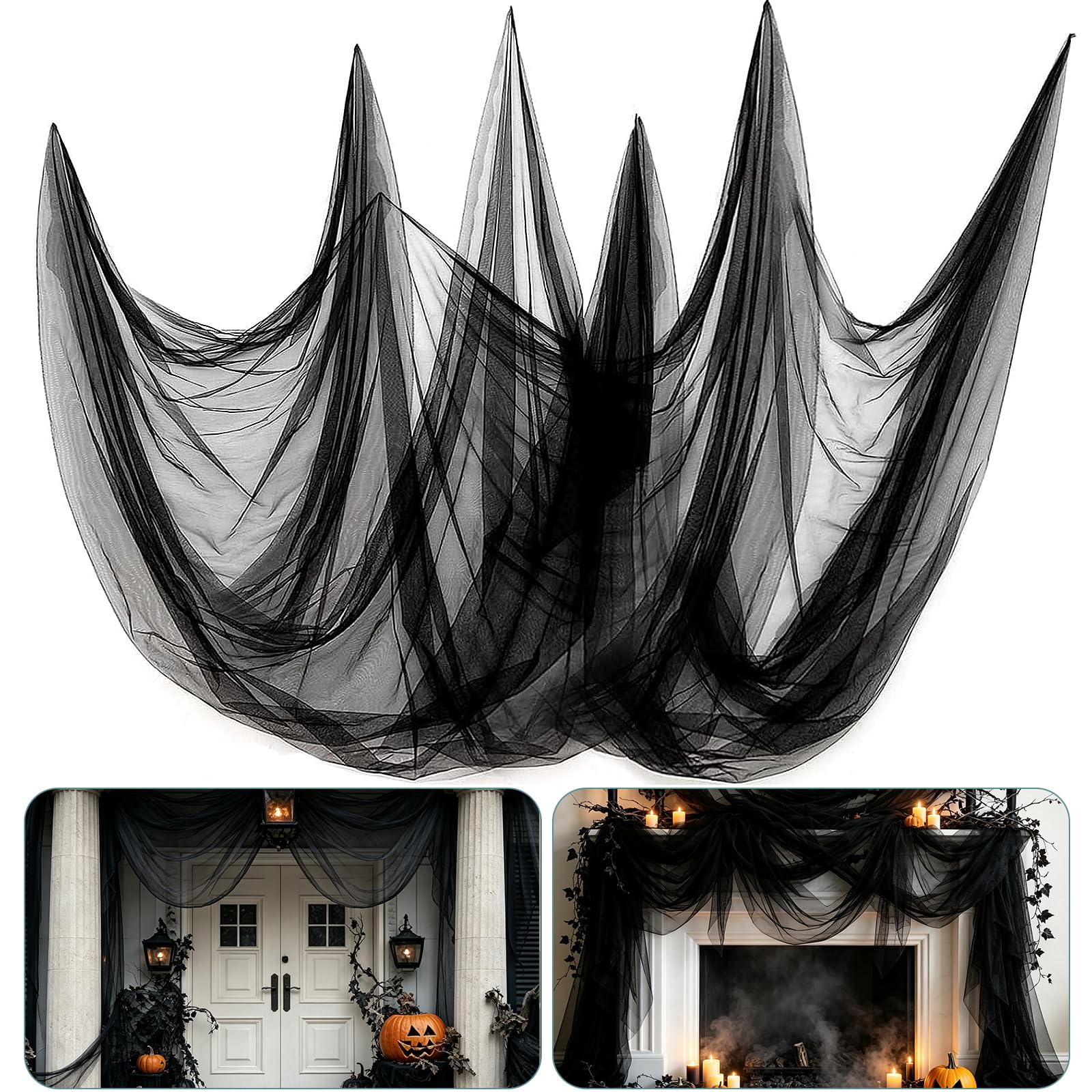 40x10ft Ultra-fine Mesh Mosquito Net, Also for Halloween Black Gauze Cloth