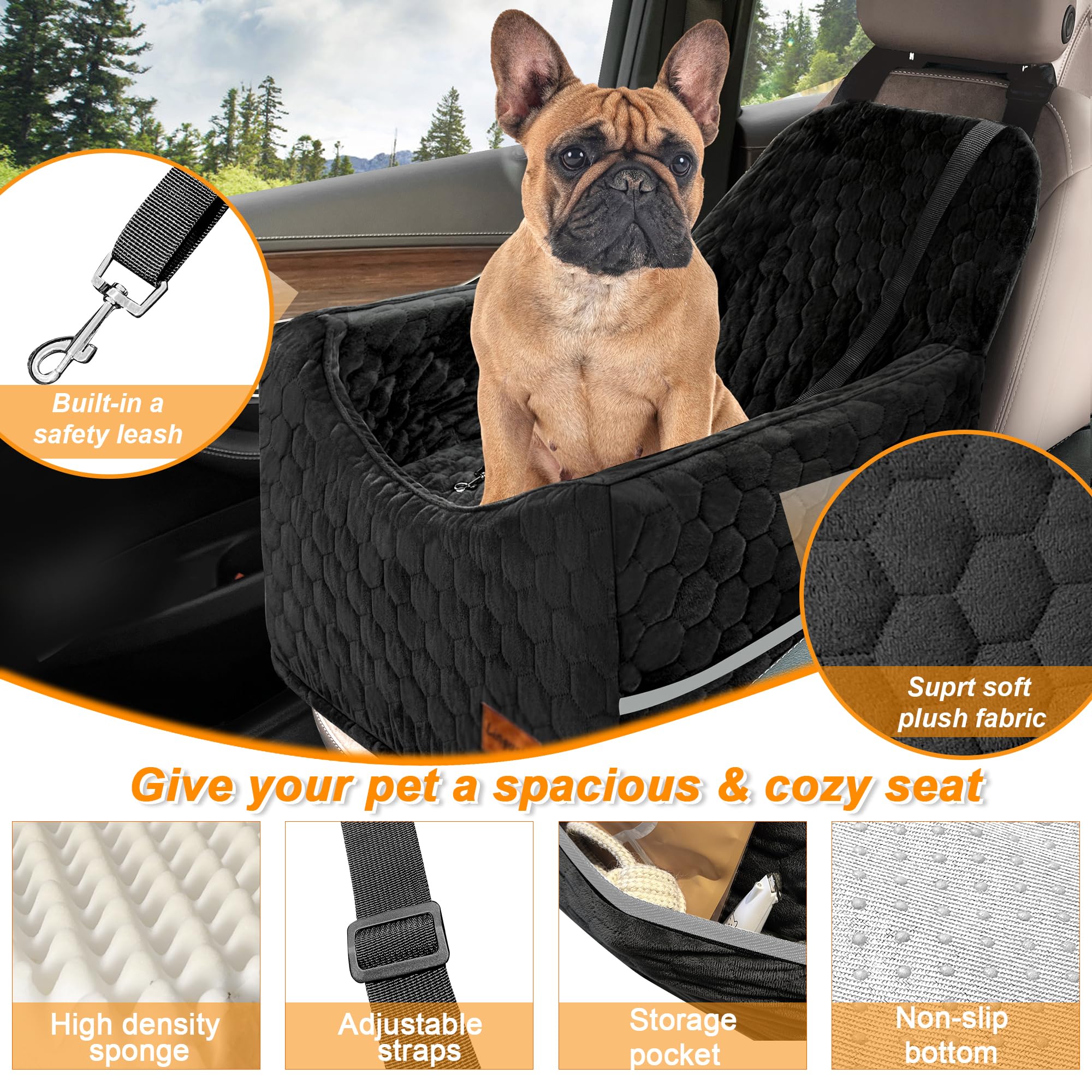 Seggiolino Auto Per Cani - Taglia L, Per Cani Fino 25kg, Memory Foam, Antiscivolo, Nero/grigio - Foto 6