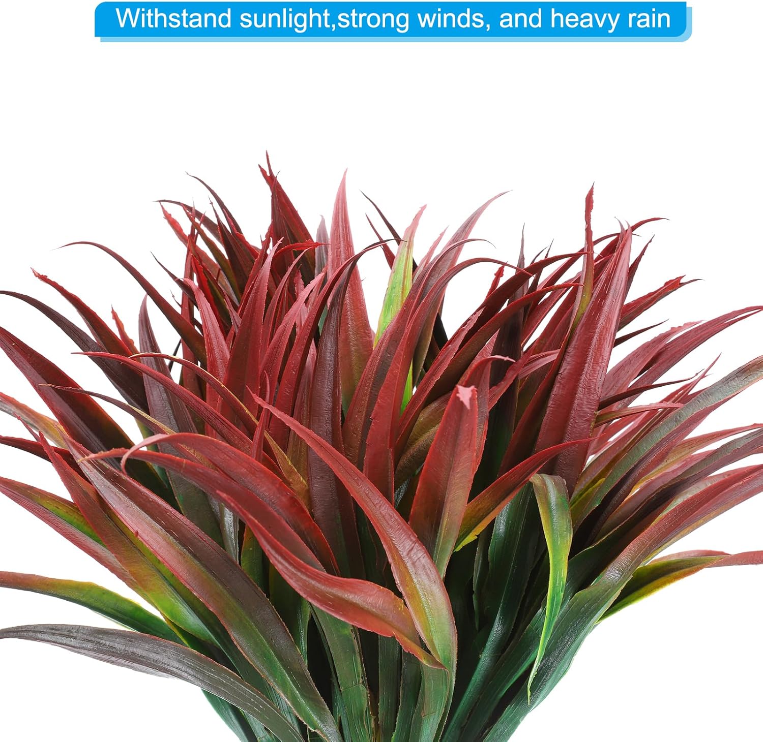 PATIKIL 18" Artificial Fake Plants Grass, 12Pcs Plastic Outdoor Fake Grass Faux Orchid with Stems for Hanging Planter Home Garden Decoration, Red Green