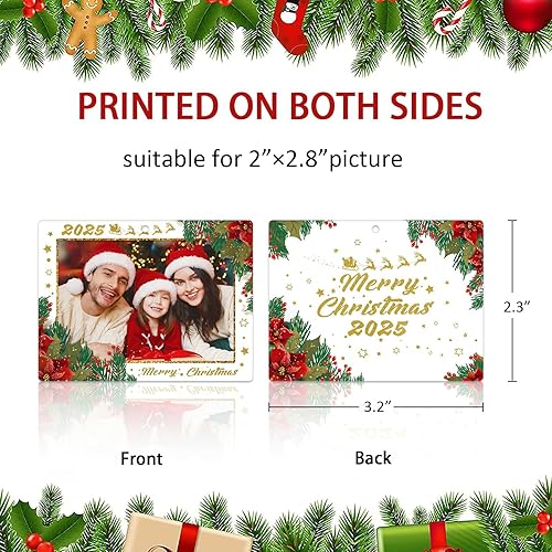 Miniatura 7 de JUESMOS Marco de fotos de adorno de Navidad 2023, adornos de Navidad familiares para decoración del árbol de Navidad, marco de fotos personalizado,