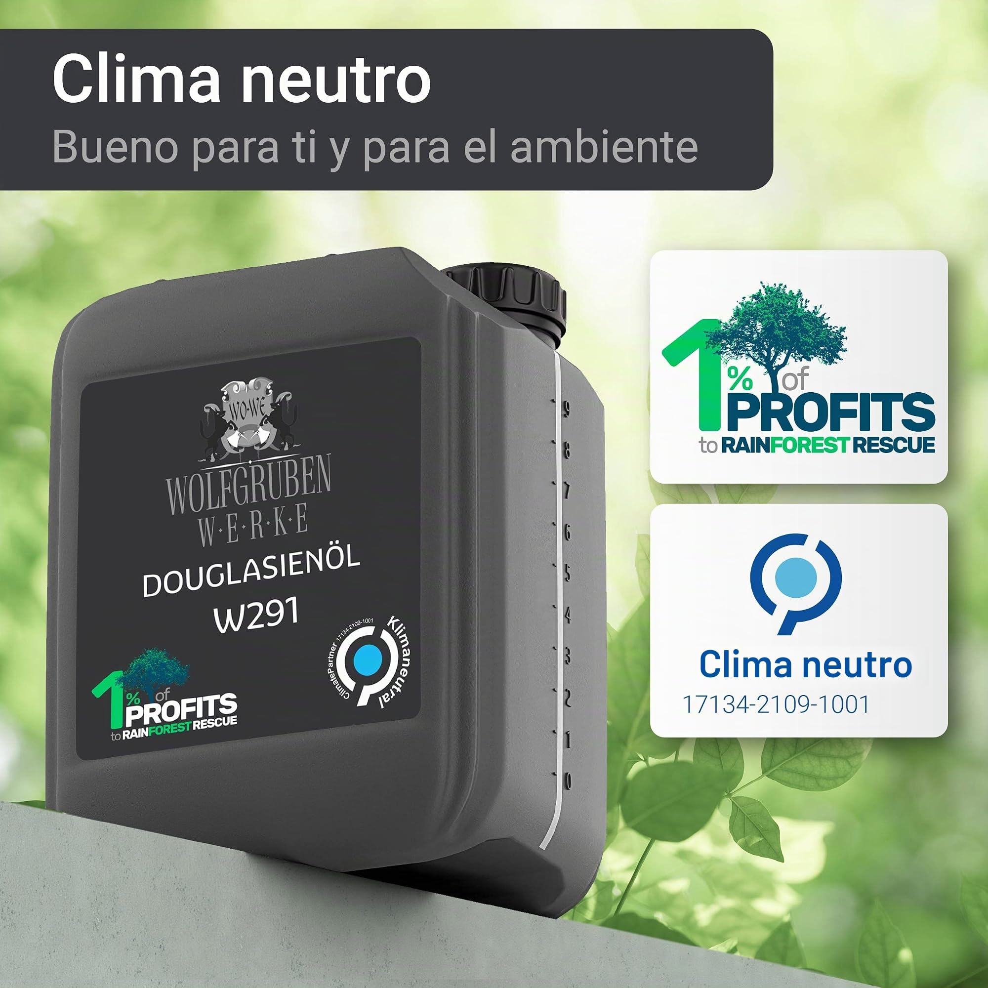 WO-WE Aceite de Abeto Douglas natural protección antiagrisado de madera exterior W291-10L
