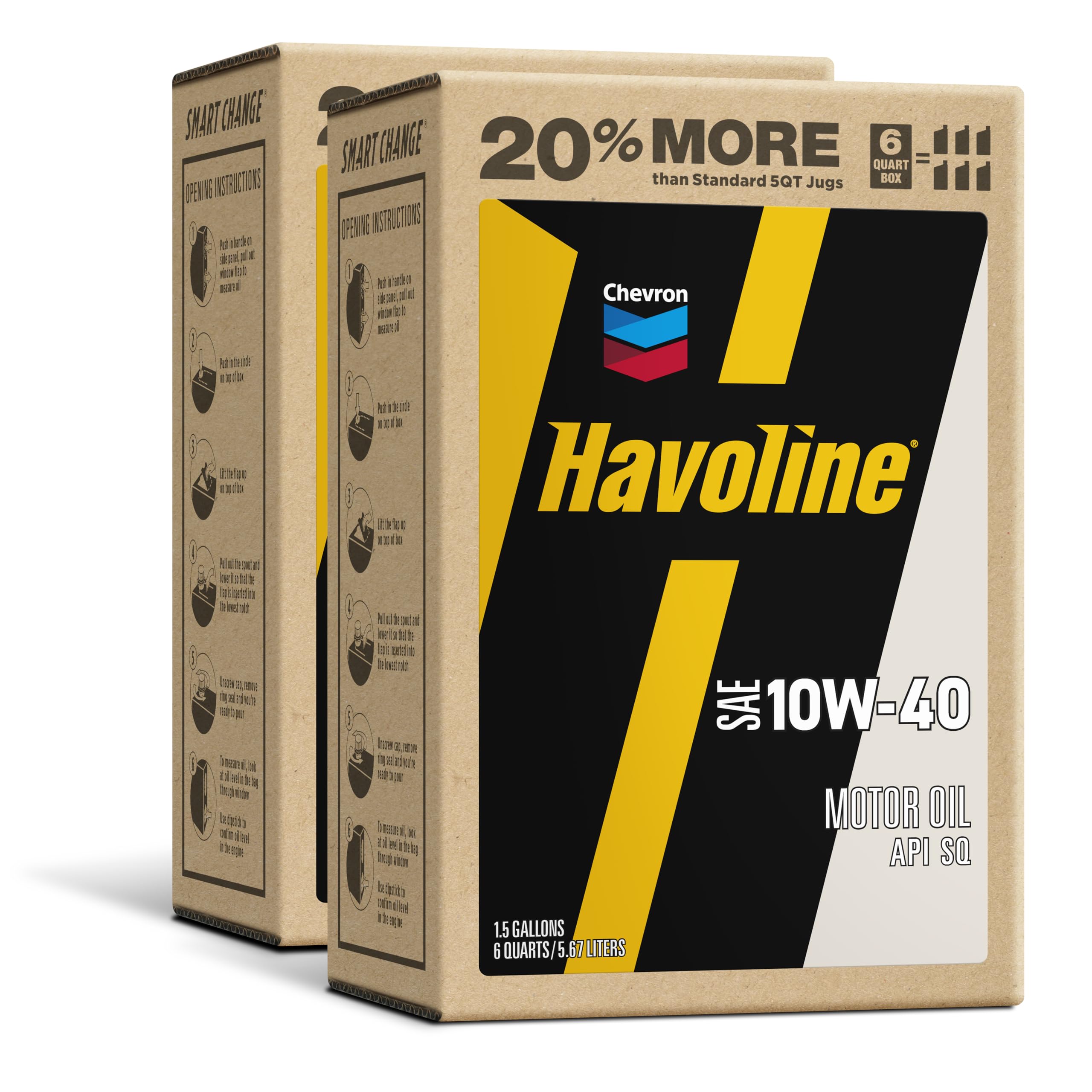 Havoline Motor Oil 10w40 Smart Change Engine Oil, 10W-40, 6 Quarts, Pack of 2