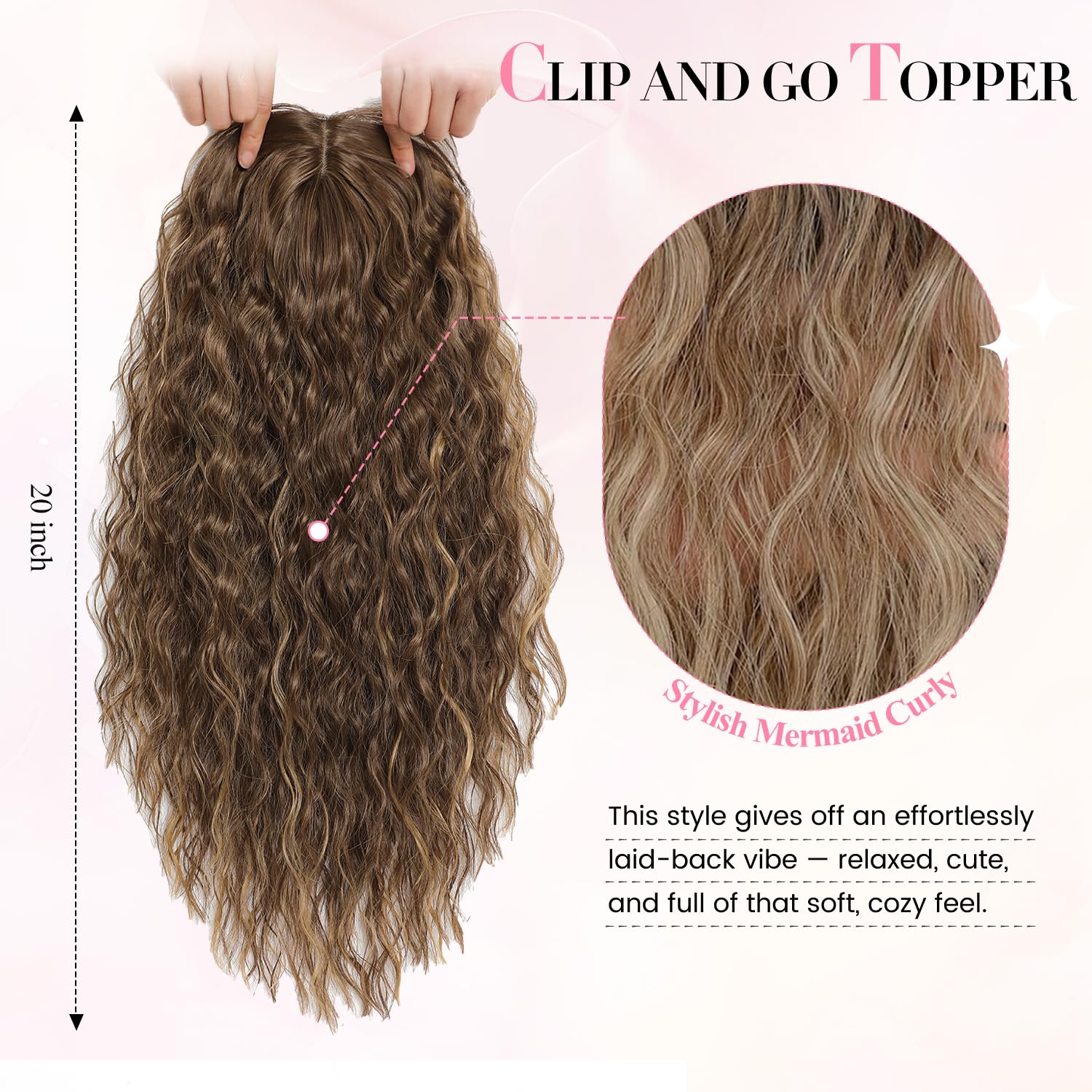 Amazon.com : Curly Hair Topper Lightweight, Natural-Looking  display picture 3