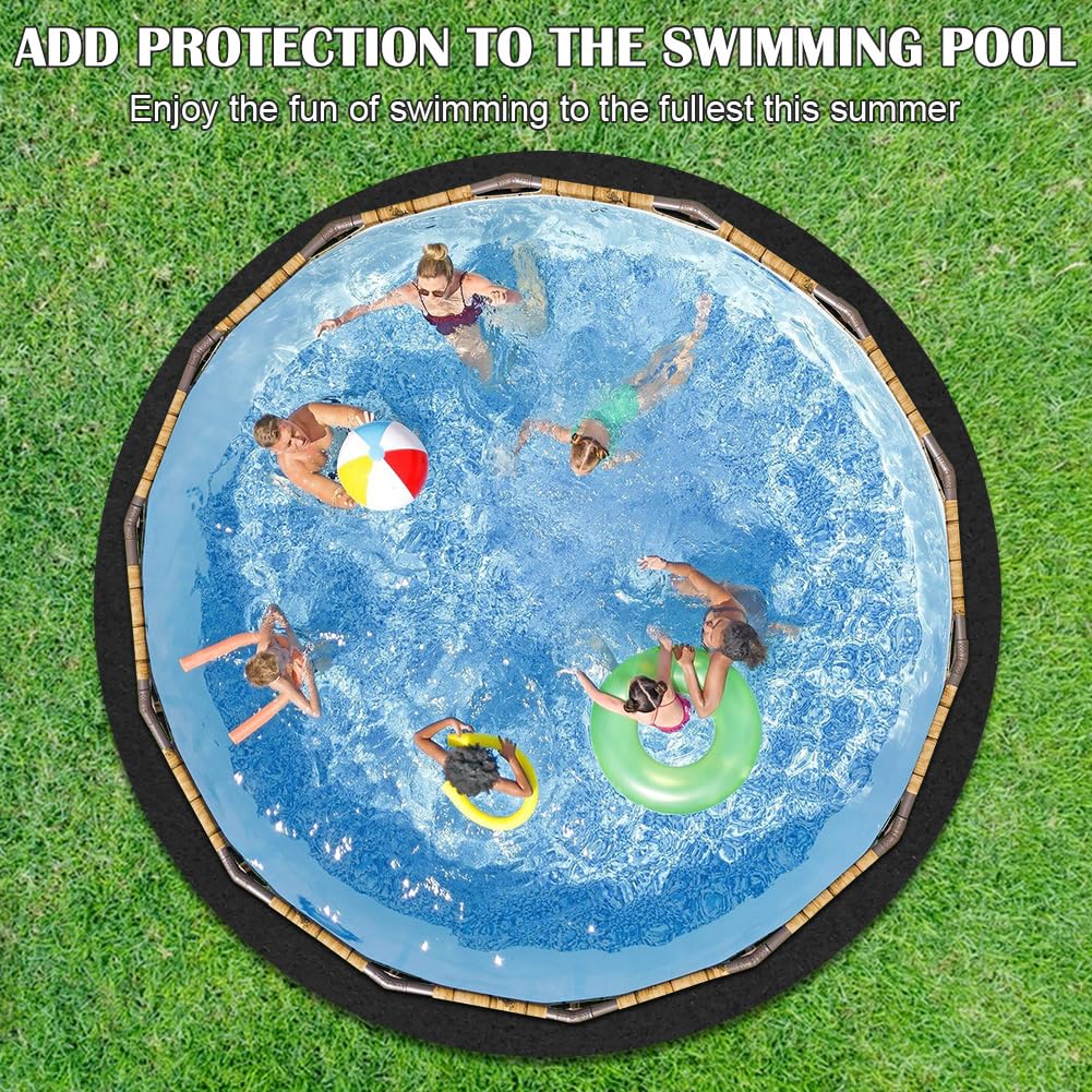 RANJIMA Tapis de piscine rond Ø 460 cm - Tapis de piscine antidérapant extérieur - Bâche de protection de sol pour piscines - Empêche les trous - Prolonge la durée de vie du revêtement