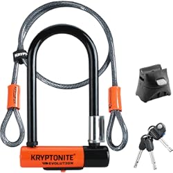 Candado Para Bicicleta Tipo U Kryptonite Evolution Mini 7 con 4 cable de lazo U-Lock Kripto Flex doble para bicicleta - Naranja y Negro
