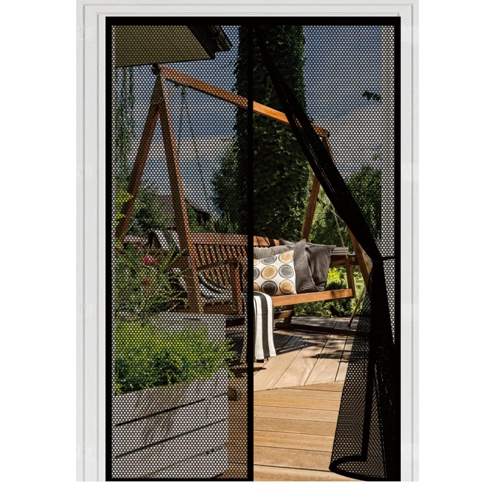 Liuyanyan Black Insect Protection Door 88 X 196 Cm With Powerful Magnets Automatically Closes And Magic Tape, Install Without, Keep Bugs Out, Heavy Duty Bug Mesh Curtain For Patio Door,