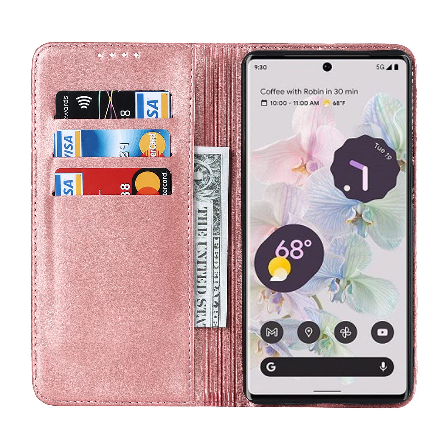 Custodia A Libro Con Portafoglio Per Google Pixel 7 - Fiore Di Rosa Giardino, Pelle PU Con Slot E Magnete - 3
