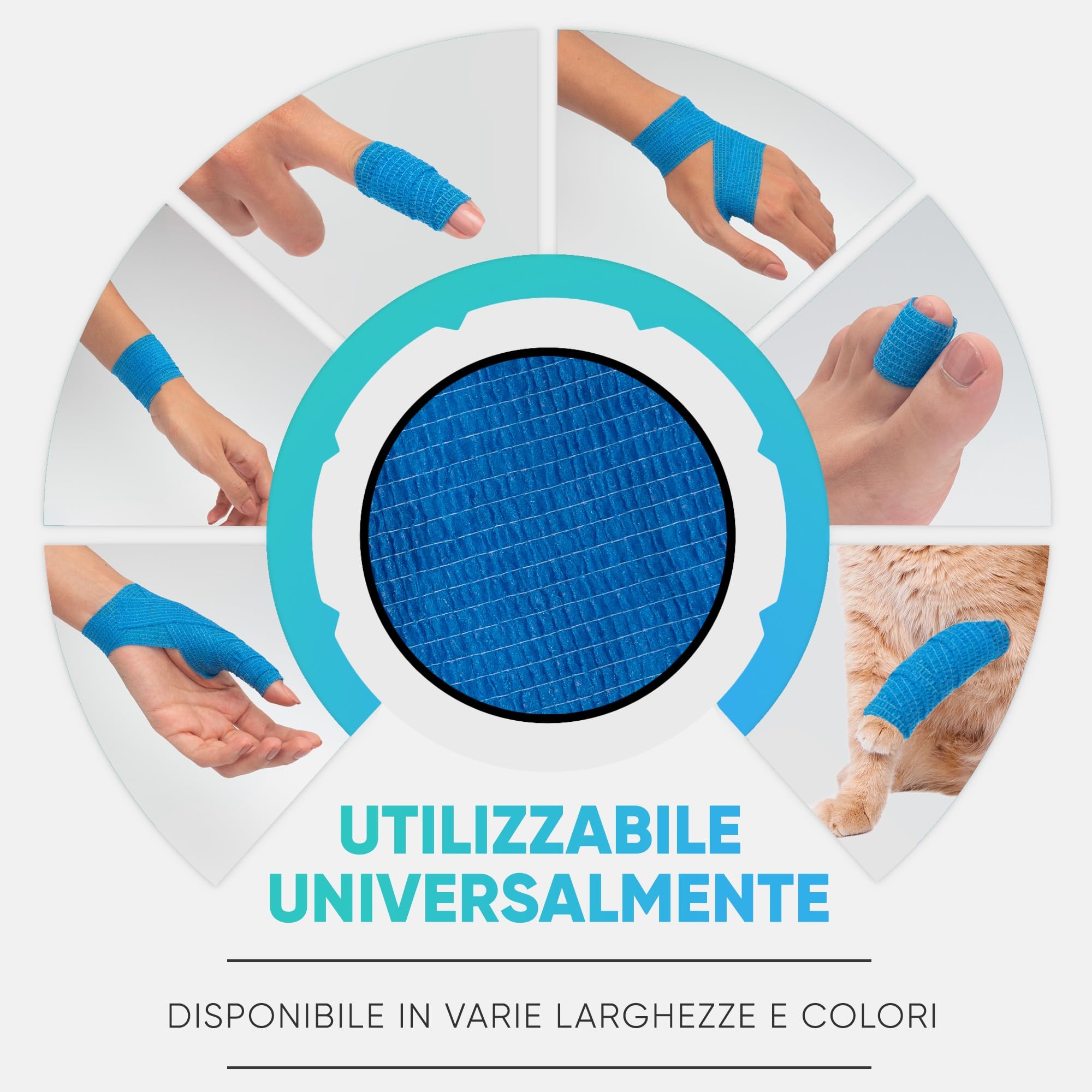 GSPCARE Autoadesiva Benda Elastica 5cm X 4,5m, 12 Rotoli Nastro Kinesiologico Bendaggio Veterinario, Bende Autoadesive per Medicazione per Distorsioni Della Caviglia e Gonfiore (Multicolore