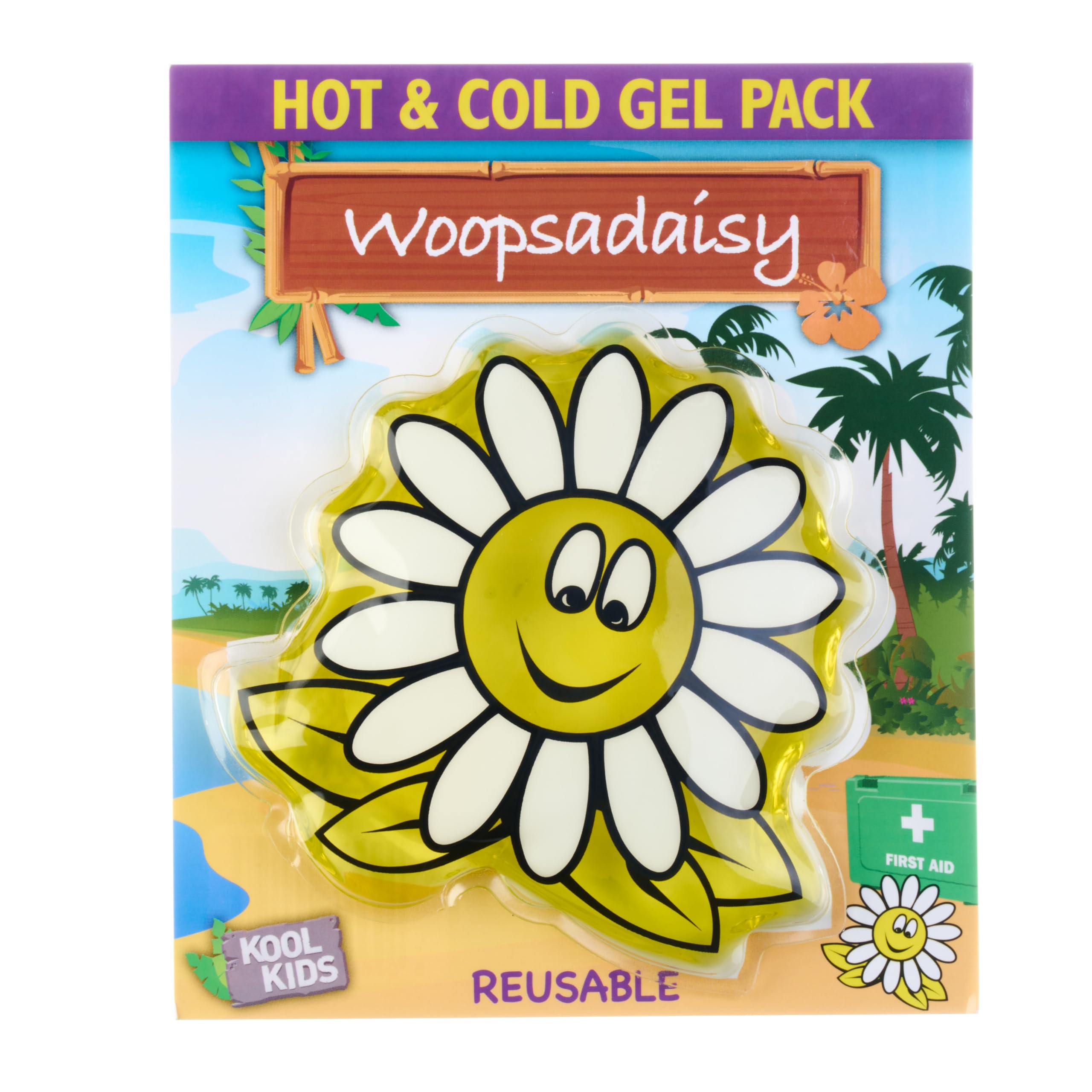 Koolpak Woopsadaisy Kids Reusable Hot & Cold Pack 12 × 12 cm – Child Friendly Gel Pack for Bumps, Bruises, Insect Bites, Headaches & Minor Aches – Hot Water Heated or Fridge Cooled for Children