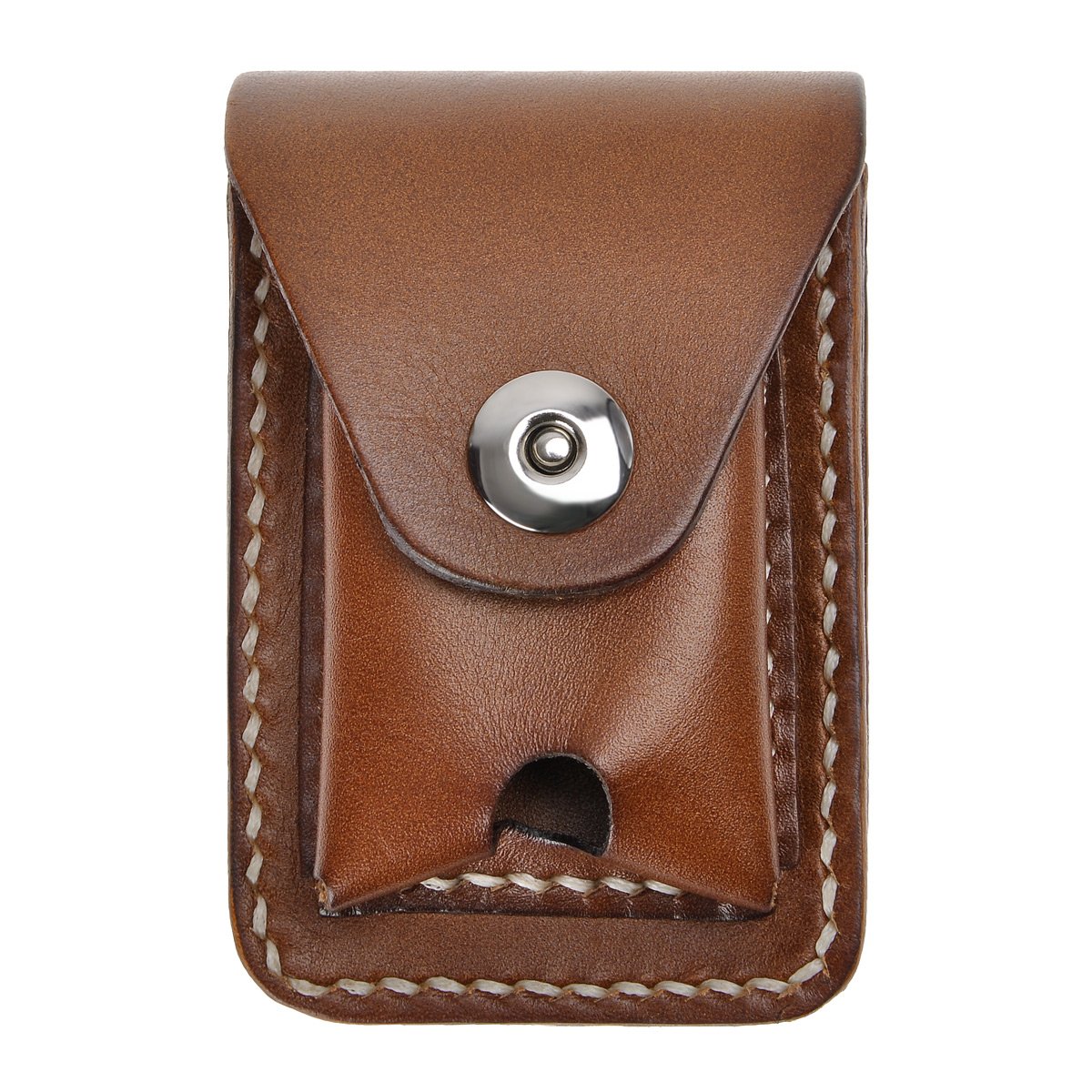 ZLYCZLYC Men‘s Handmade Cigarette Lighter Holder Bag for Zippo Super Match Small Box Genuine Leather Cigarette Case (Brown)