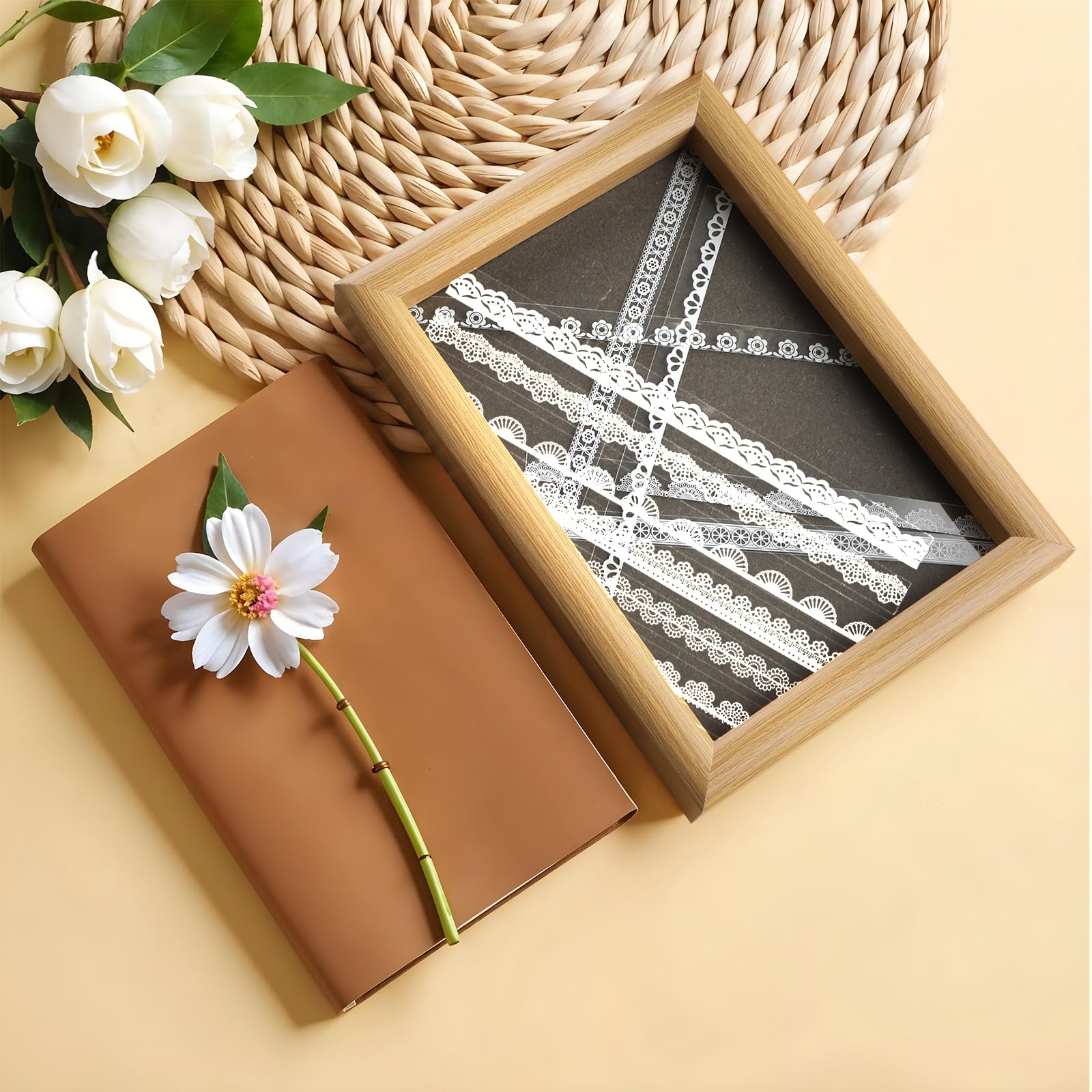 120 Stück Spitzen-Scrapbook-Aufkleber, Vintage-PET, weiße Spitze, Scrapbooking, Verzierungen, starke Viskosität, Schnürsenkel, Washi-Tape für Hochzeit, Tagebuch, Basteln, Fotorahmen