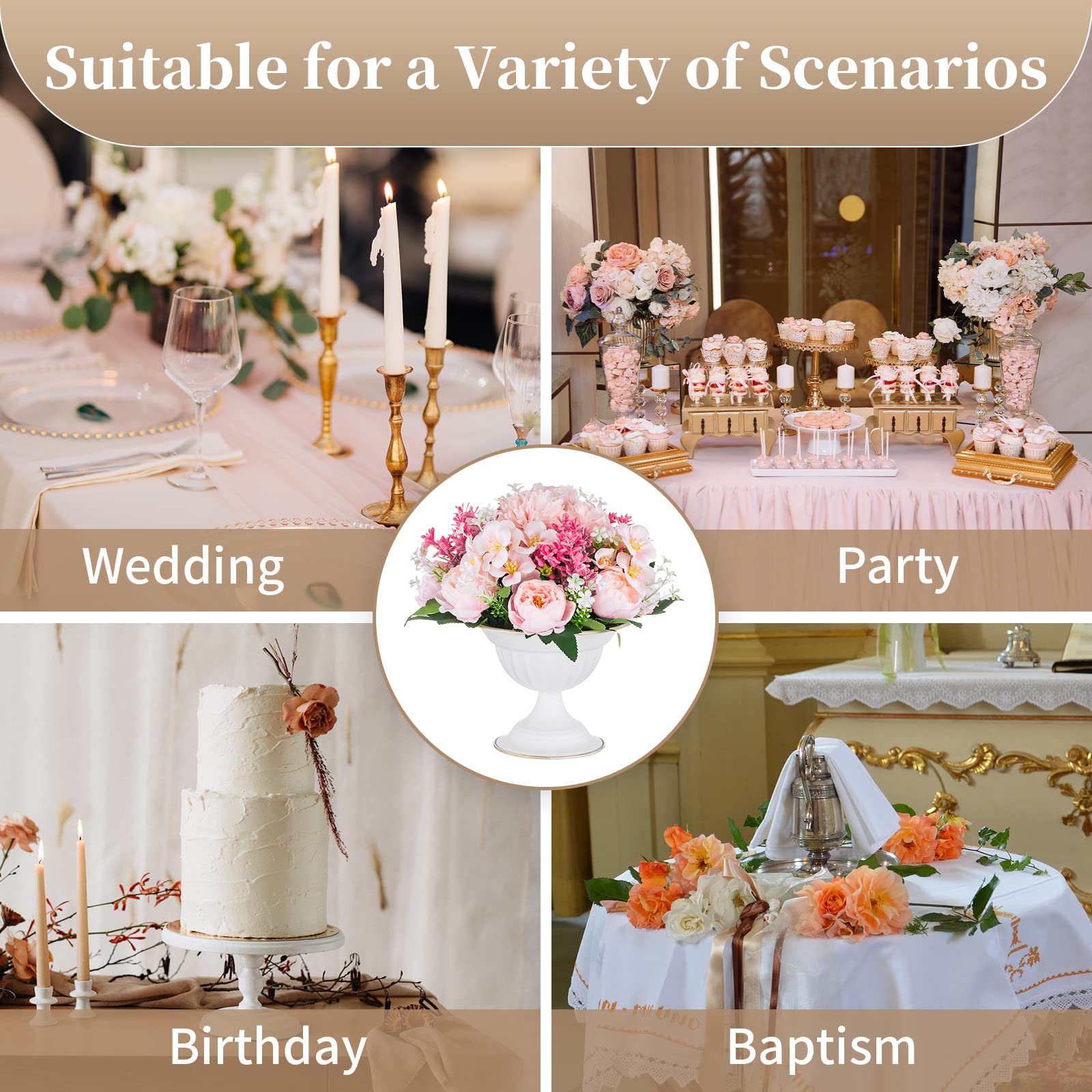 Sziqiqi Vaso Bianch per Centrotavola per Matrimoni - Vasi per Fiori In Metallo Piccolo Set of 10 Vaso per Urna per Matrimoni Feste Di Compleanno