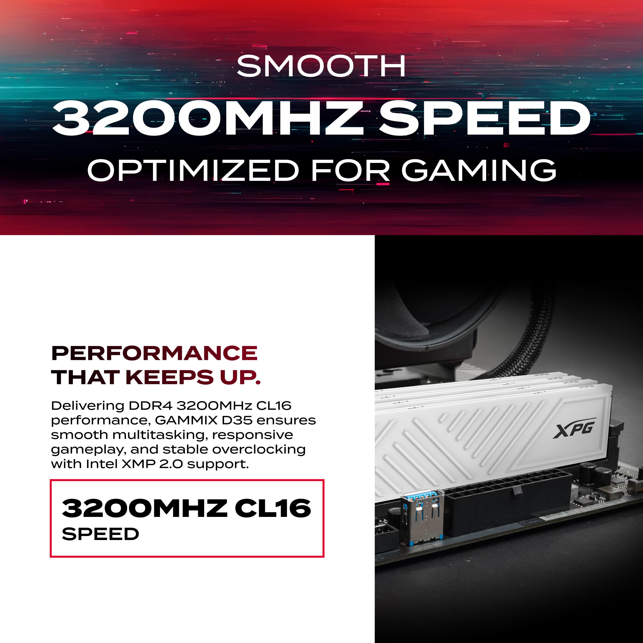 XPG GAMMIX D35 DDR4 3200MHz CL16 32GB (2x16GB) PC4-25600 RAM 288