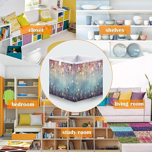 Miniatura 5 de Christmas Branches Snowflakes Cube Storage Bin Fabric Storage Cubes Large Storage Baskets for Shelves Collapsible Cube Organizer Bins for Shelves