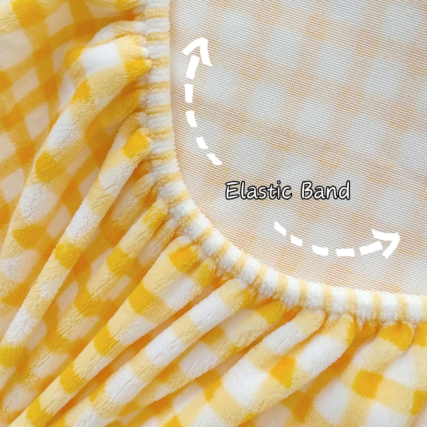 ZIQINPSQ Luxury Flannel Fleece Fitted Sheet Queen | 15" Deep Pocket Microfiber Bedding | Elastic Bottom (Yellow)