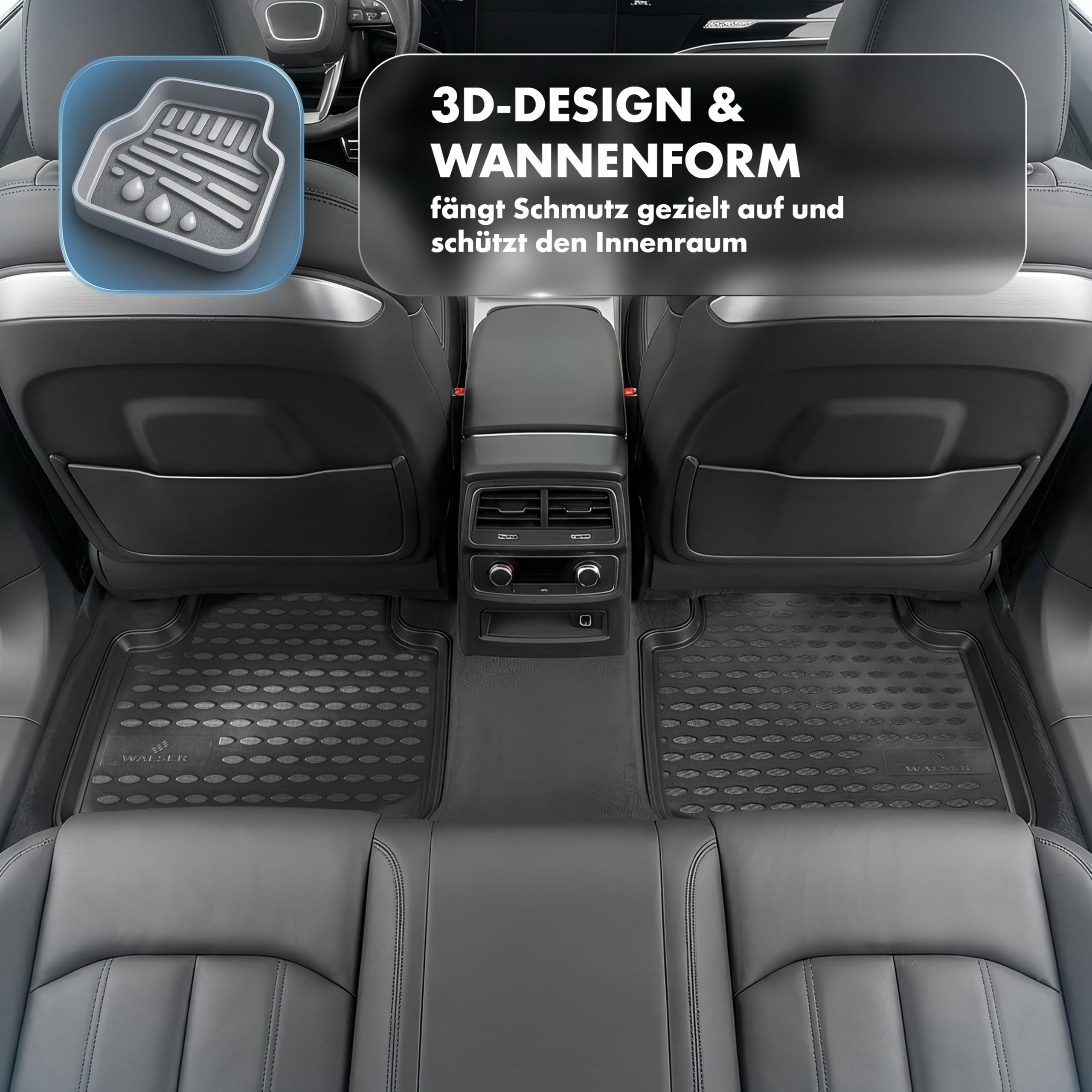 WALSER Tappetini in gomma per auto XTR su misura compatibile con Ford Transit Connect 06/2002-2013