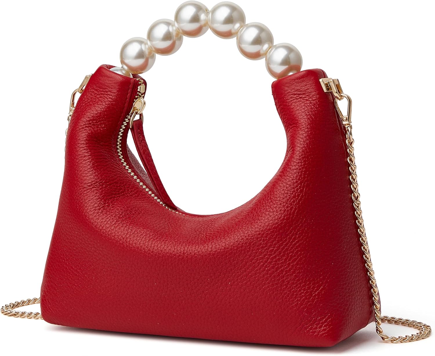 DORIS&JACKY Small Top Handle Clutch Bag for Women Designer Crossbody Purse With Pearl Tote Handle and Chain Strap - Image 6