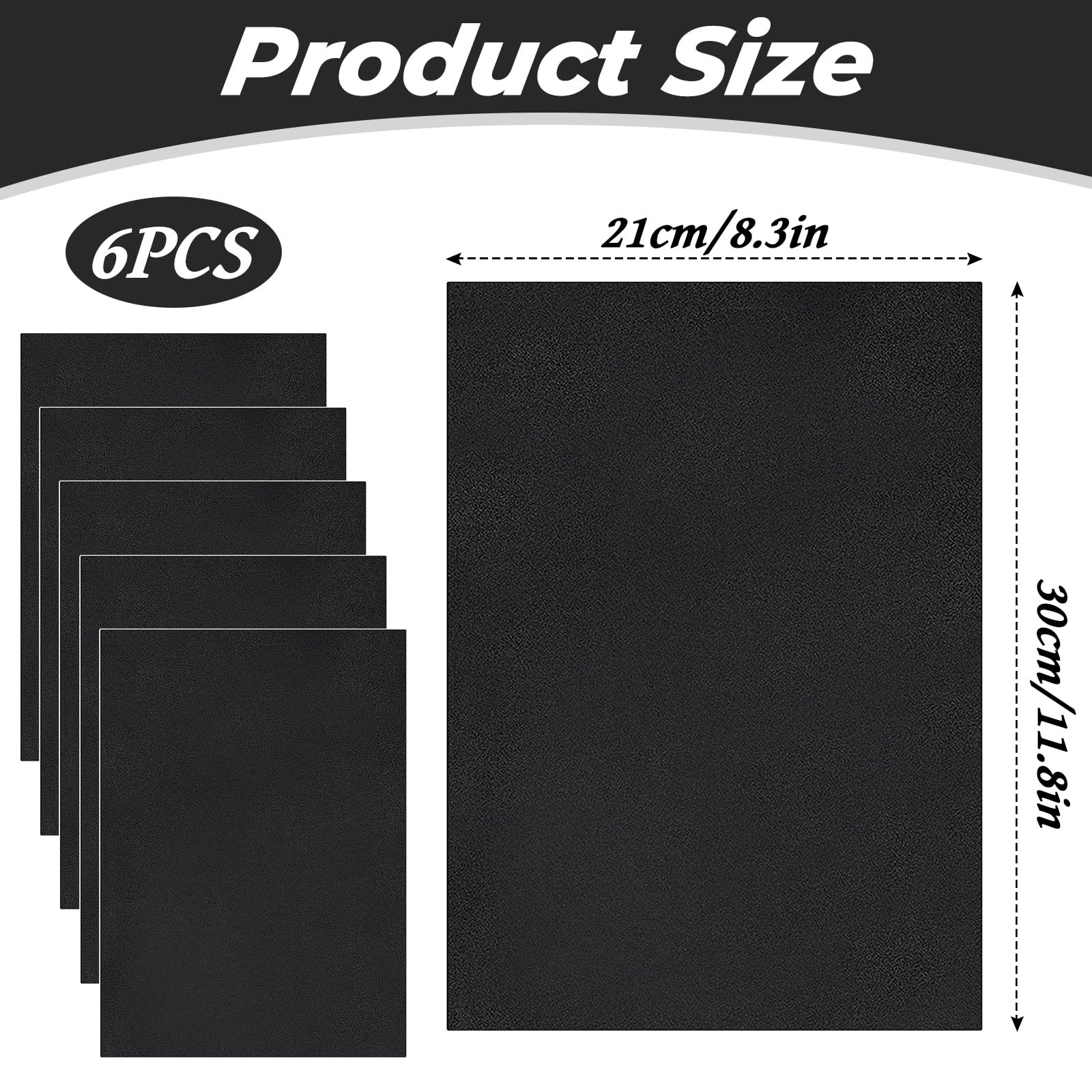 Simsky 6 Stück Selbstklebende Schaumstoffplatte, 300x210x3mm rutschfeste Schaumstoffmatte mit Kleberücken Moosgummi Platten Polster für Möbel DIY Türen, Schwarz