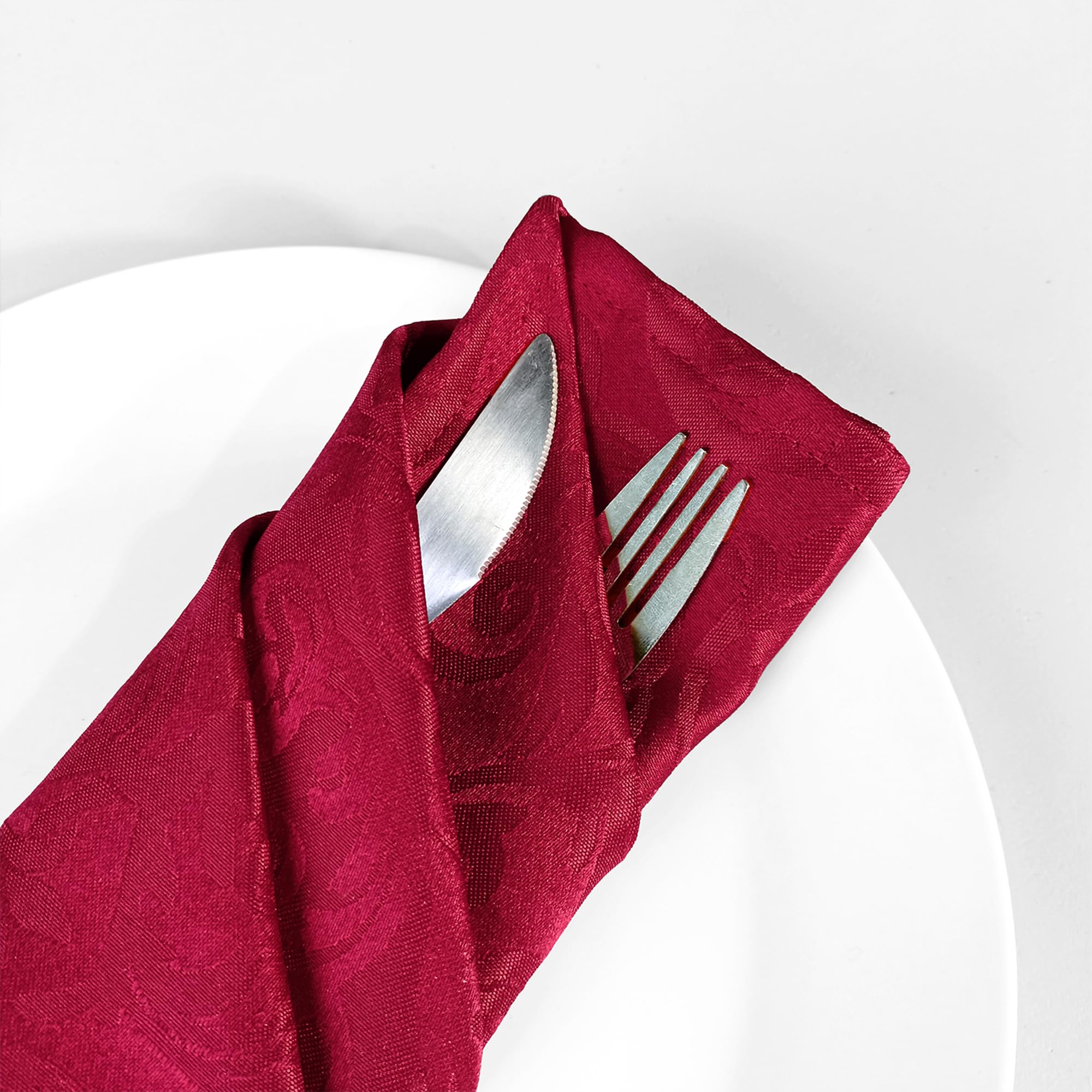 Serviettes de Noël rouges WedDecor en polyester lot de 20 serviettes de table 50,8 cm bords ourlés