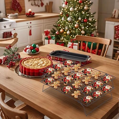 Miniatura 8 de ShellKingdom Estantes de refrigeración, estantes antiadherentes de acero inoxidable para hornear y alambre seguro para horno, estantes fríos para