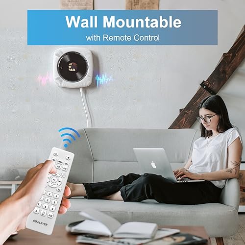 Miniatura 5 de Reproductores de CD para el hogar, reproductor de CD portátil con altavoces, radio FM, control remoto, puerto AUX, lectura USB, formatos