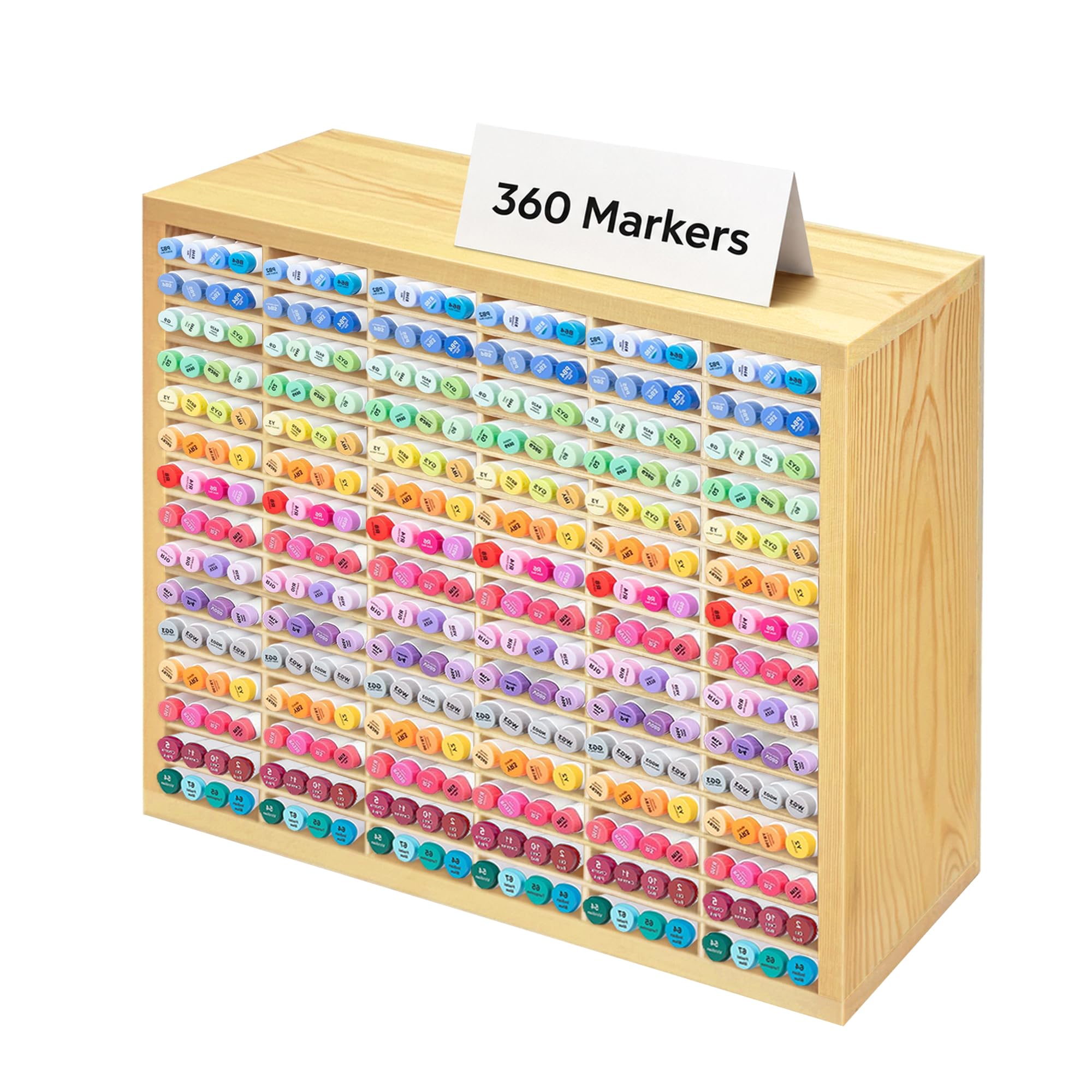 PROLEE Marker Storage Organizer for 360 Markers,Wooden Alcohol Marker Holder with 90 Slots,Markers Pens Pencils Art Supply Storage Rack for Desk Home Classroom Office Decor