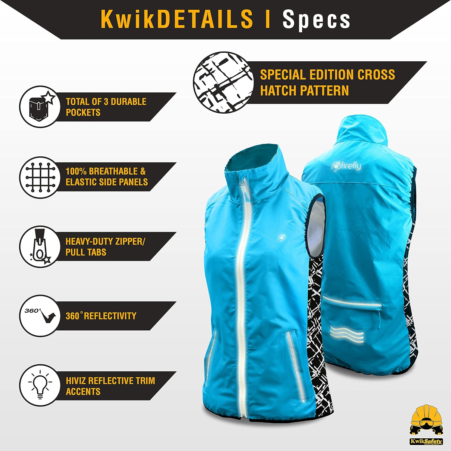 KwikSafety - Charlotte, NC - FIREFLY Women All Year Sport Vest, High-Performance Recreational Athletic Wear, High Visibility Running Cycling Jogging Walking Racing/Blue Large